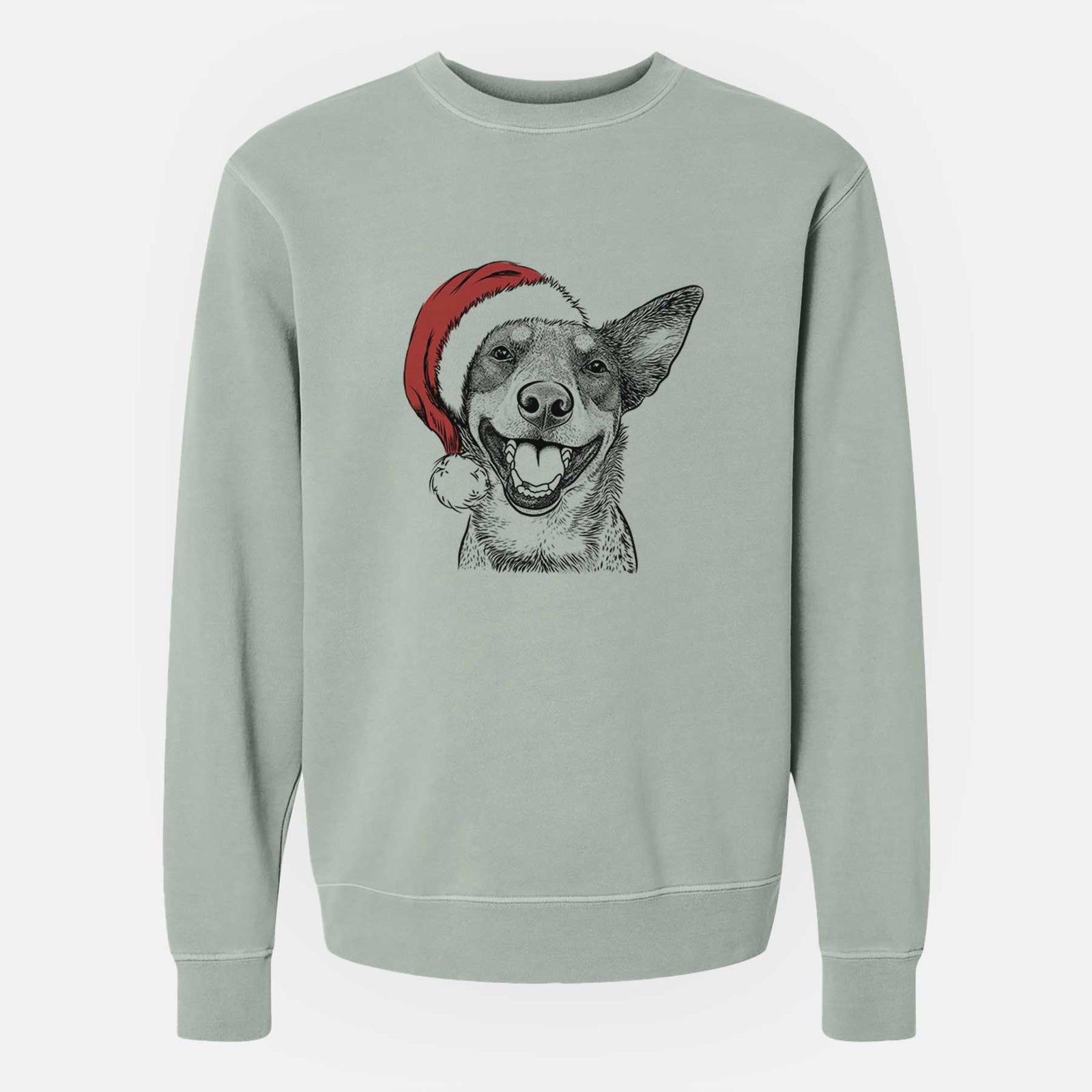 Santa Lily the Australian Cattle Dog - Unisex Pigment Dyed Crew Sweatshirt