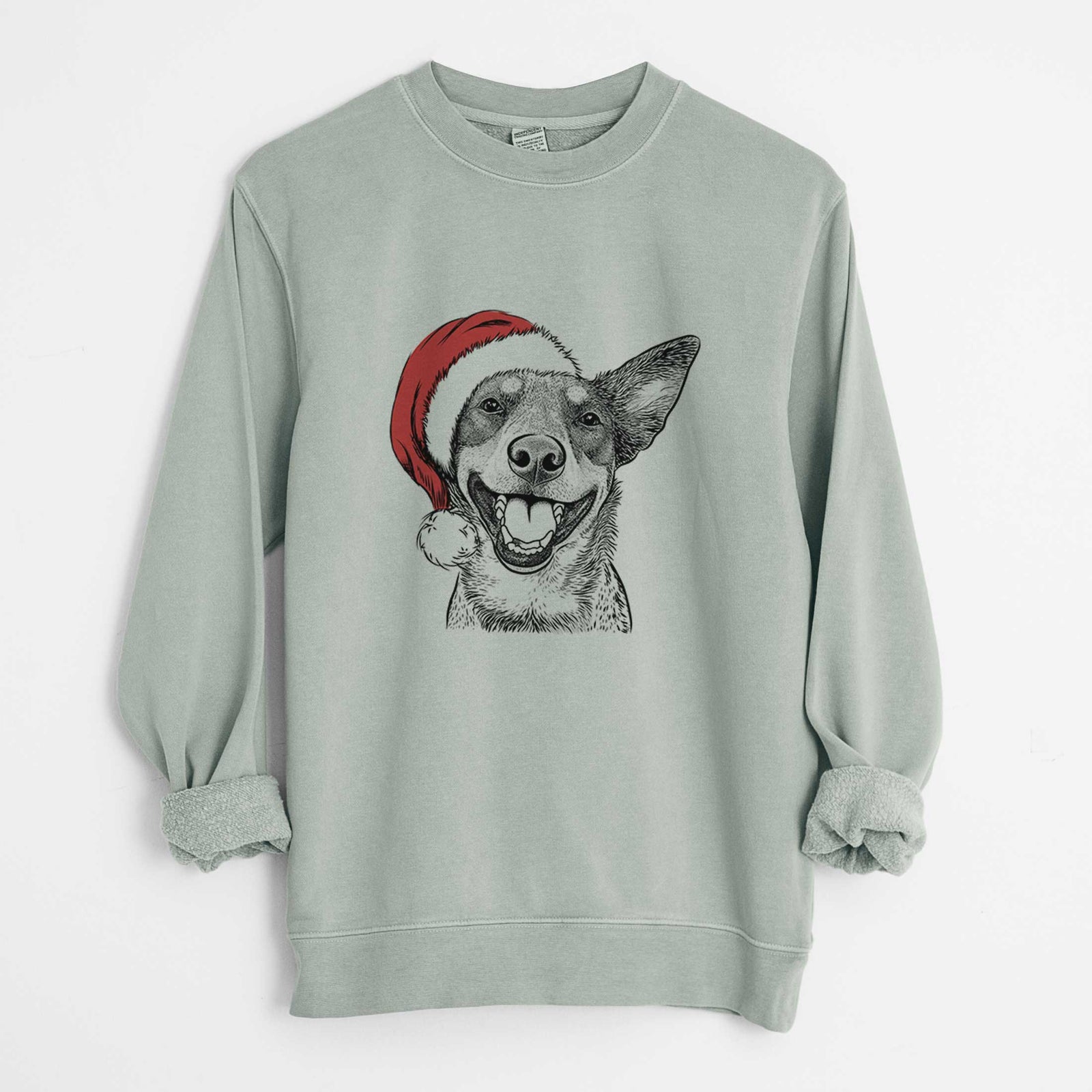 Santa Lily the Australian Cattle Dog - Unisex Pigment Dyed Crew Sweatshirt