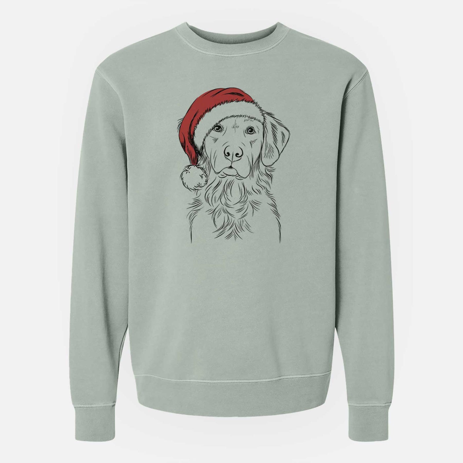 Santa Linden the Golden Retriever - Unisex Pigment Dyed Crew Sweatshirt