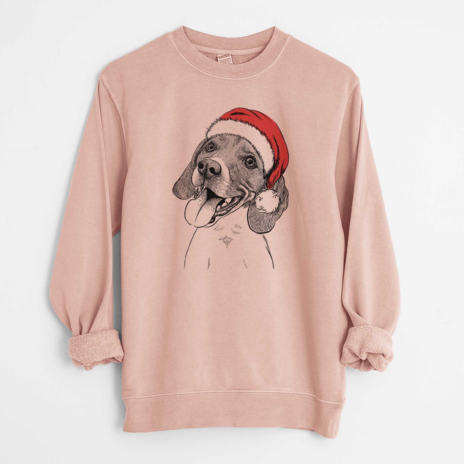 Santa Little Bandit the Beagle - Unisex Pigment Dyed Crew Sweatshirt