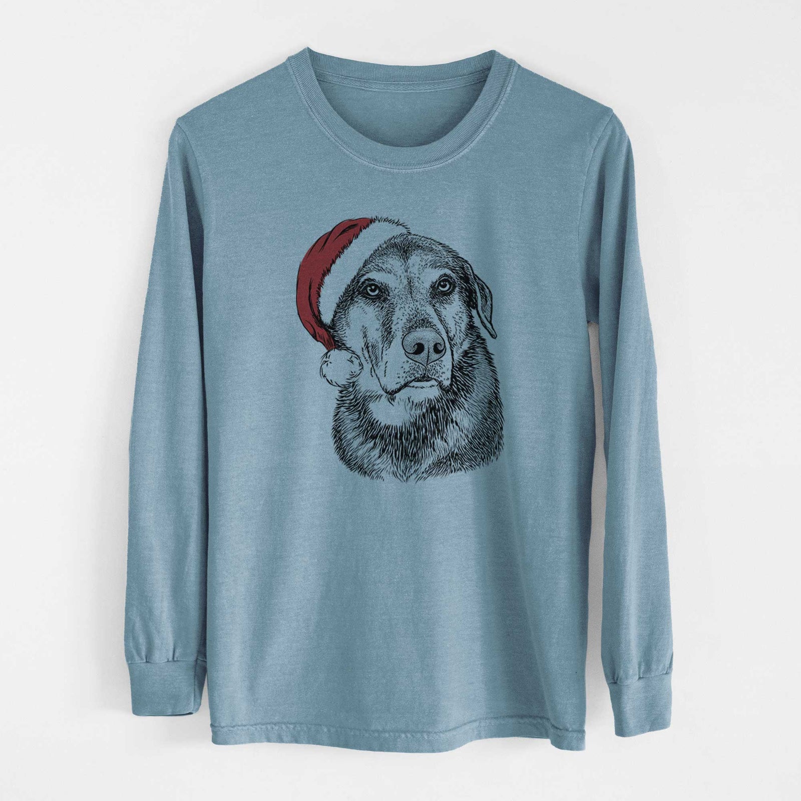 Santa Lobo the Shepherd Mix - Heavyweight 100% Cotton Long Sleeve