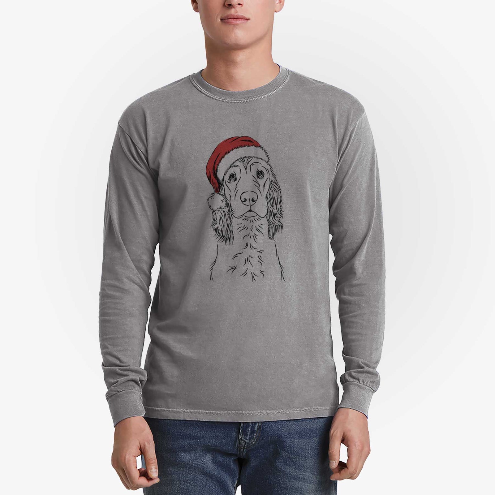 Santa Logan the Cocker Spaniel - Heavyweight 100% Cotton Long Sleeve