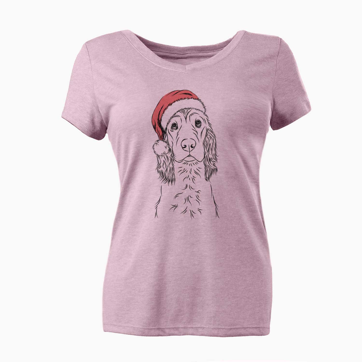 Santa Logan the Cocker Spaniel - Women's V-neck Shirt