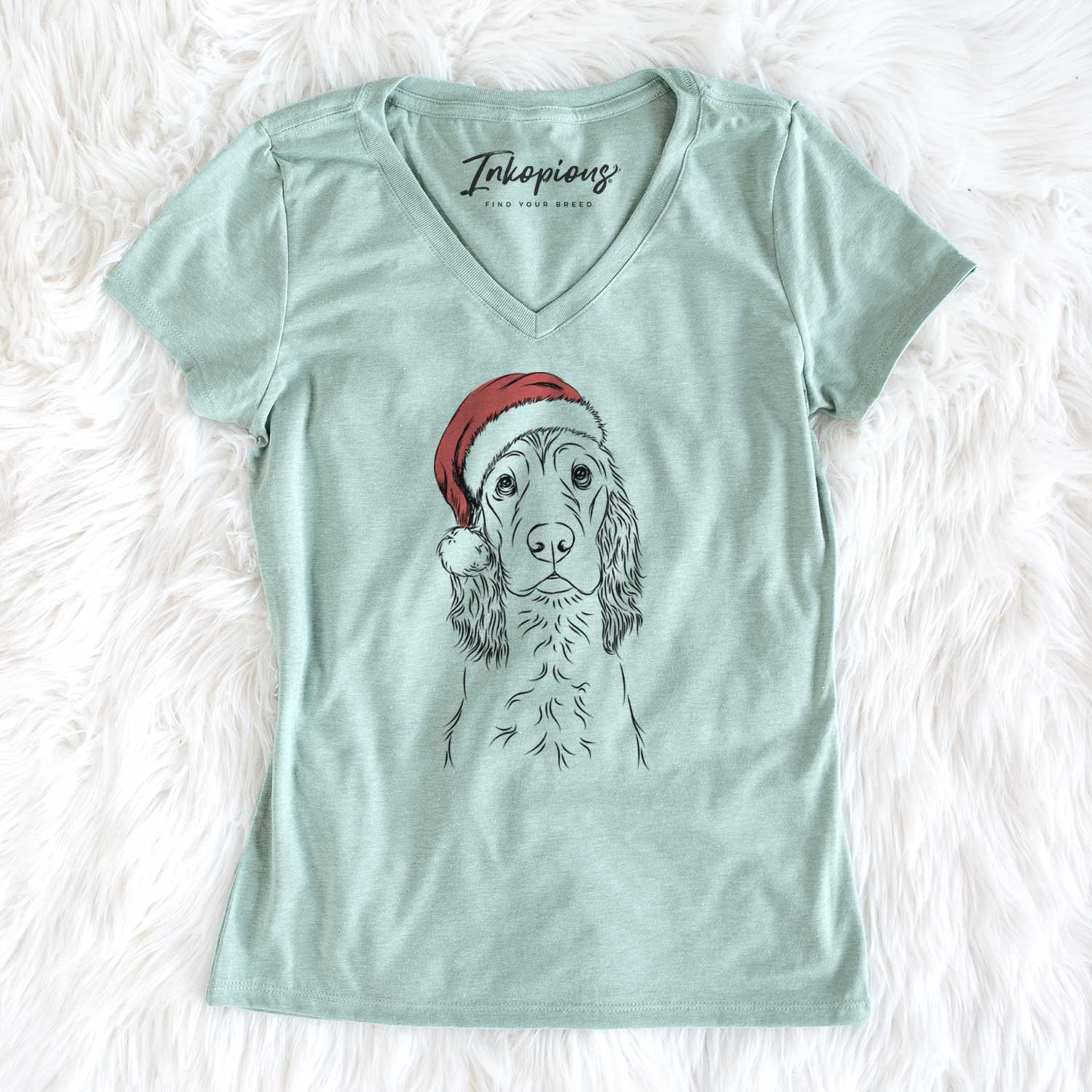 Santa Logan the Cocker Spaniel - Women's V-neck Shirt