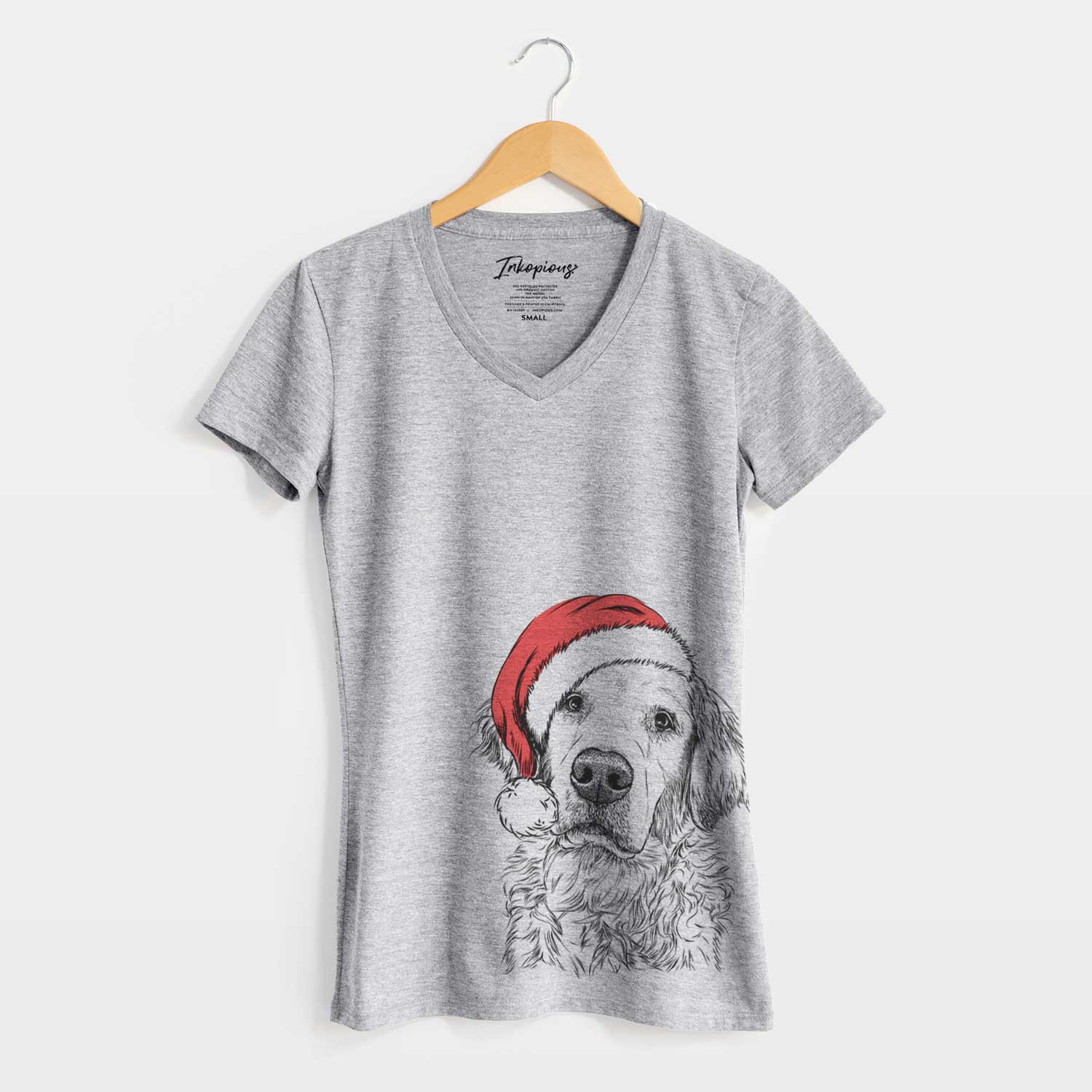 Santa Loganator the Golden Retriever - Women's V-neck Shirt