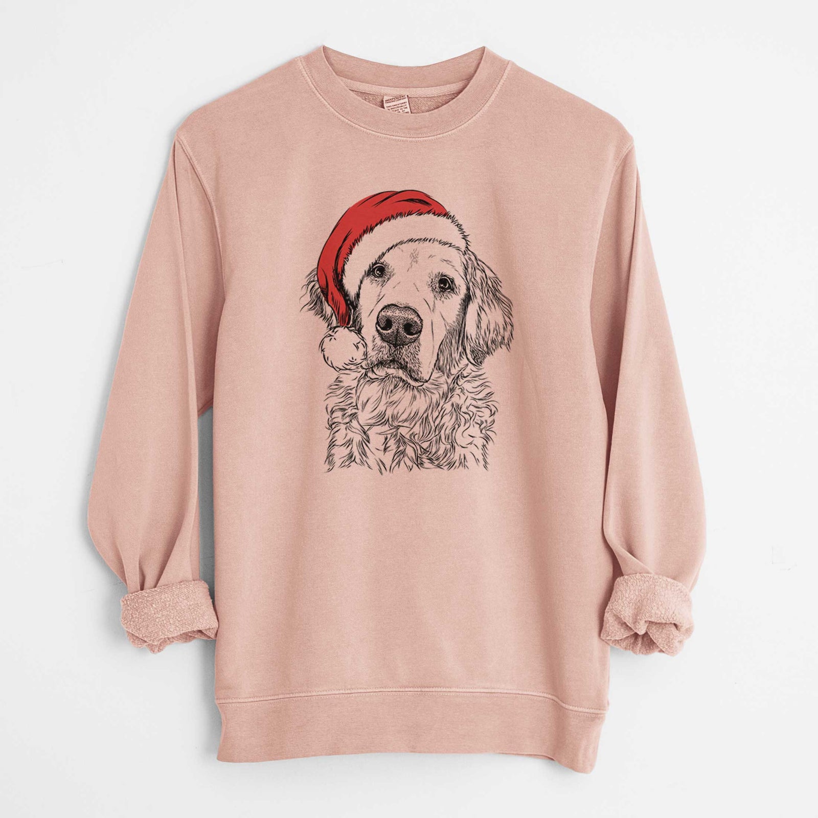 Santa Loganator the Golden Retriever - Unisex Pigment Dyed Crew Sweatshirt