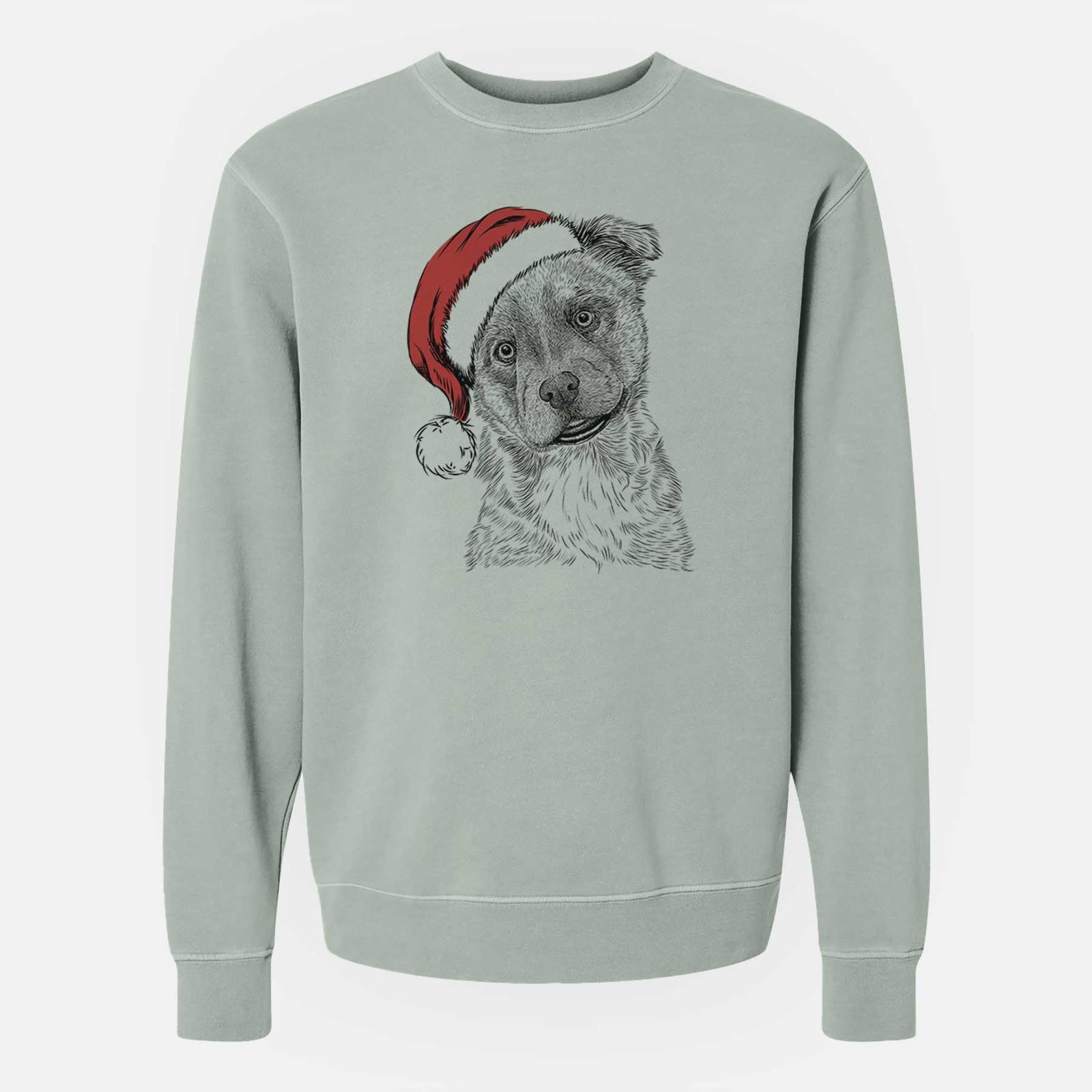 Santa Loki Bear the Australian Cattle Dog Mix - Unisex Pigment Dyed Crew Sweatshirt