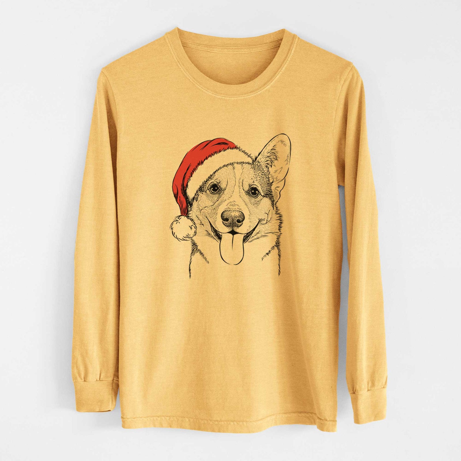 Santa Loki the Corgi - Heavyweight 100% Cotton Long Sleeve