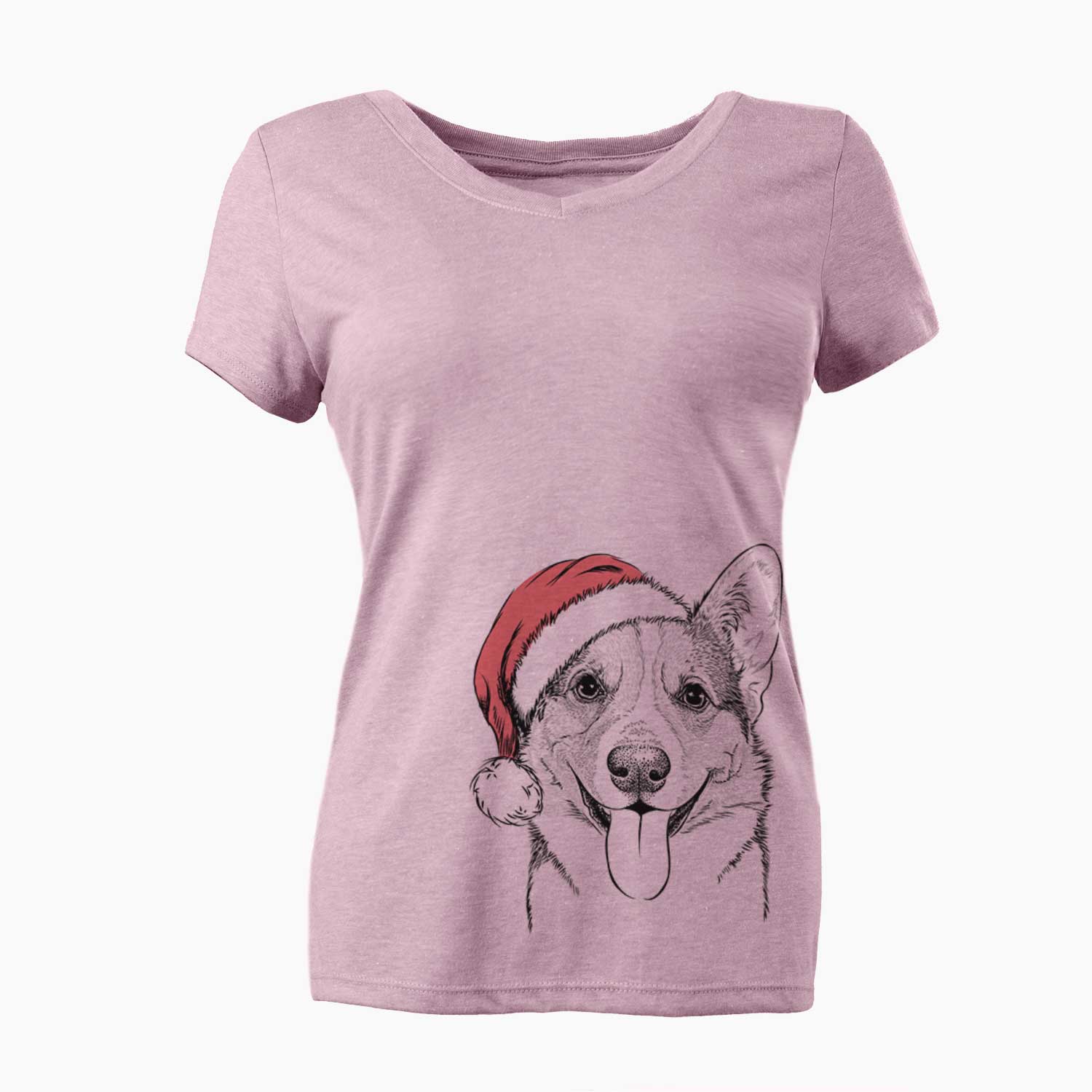 Santa Loki the Corgi - Women's V-neck Shirt