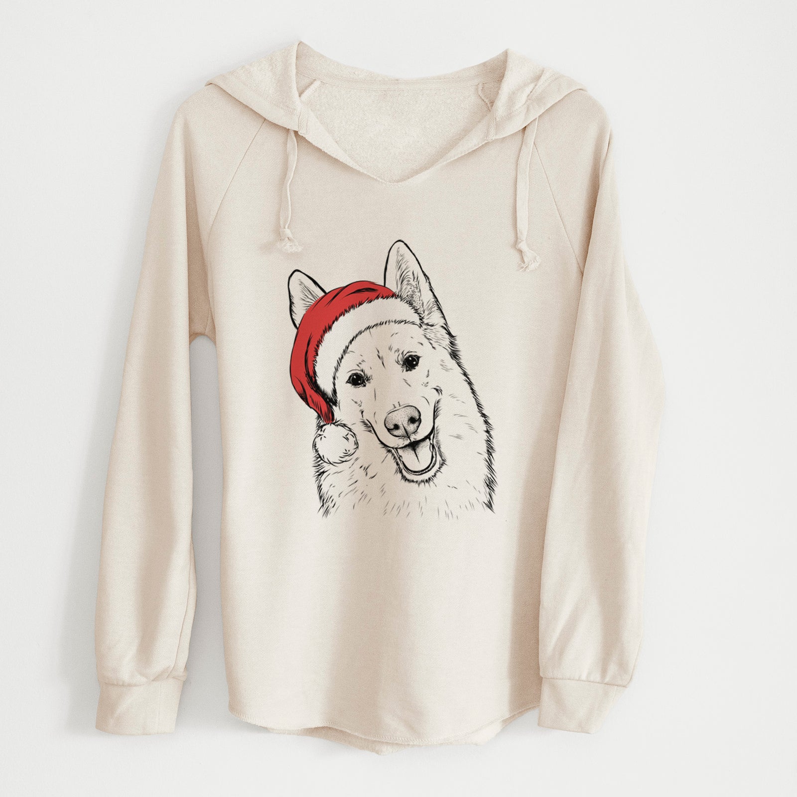 Santa Loki the Husky Shepherd Mix - Cali Wave Hooded Sweatshirt