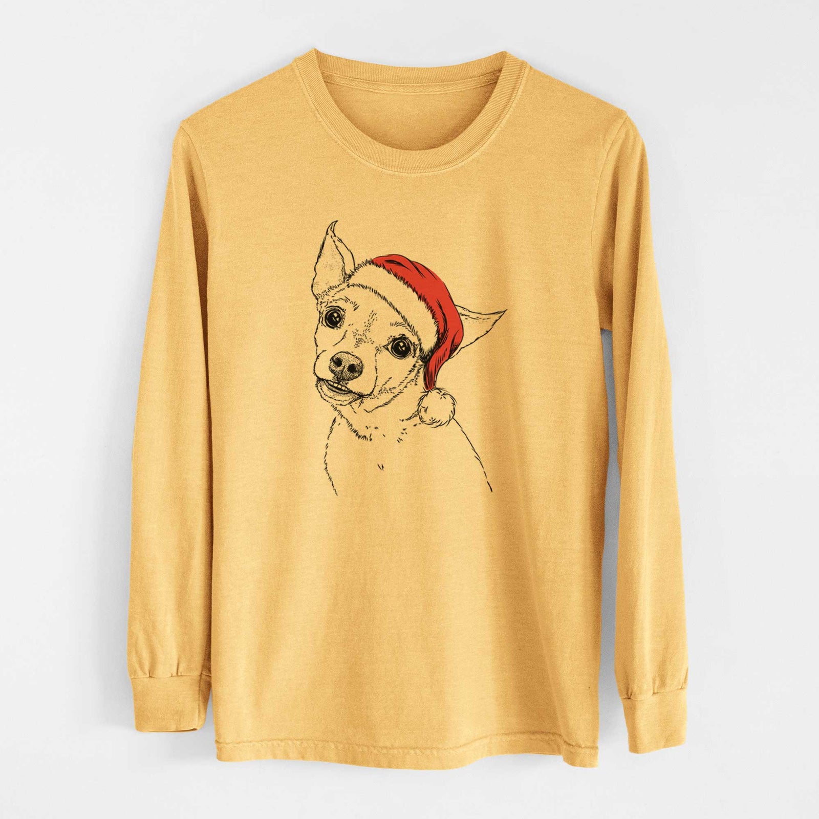 Santa Lola the Chiweenie - Heavyweight 100% Cotton Long Sleeve