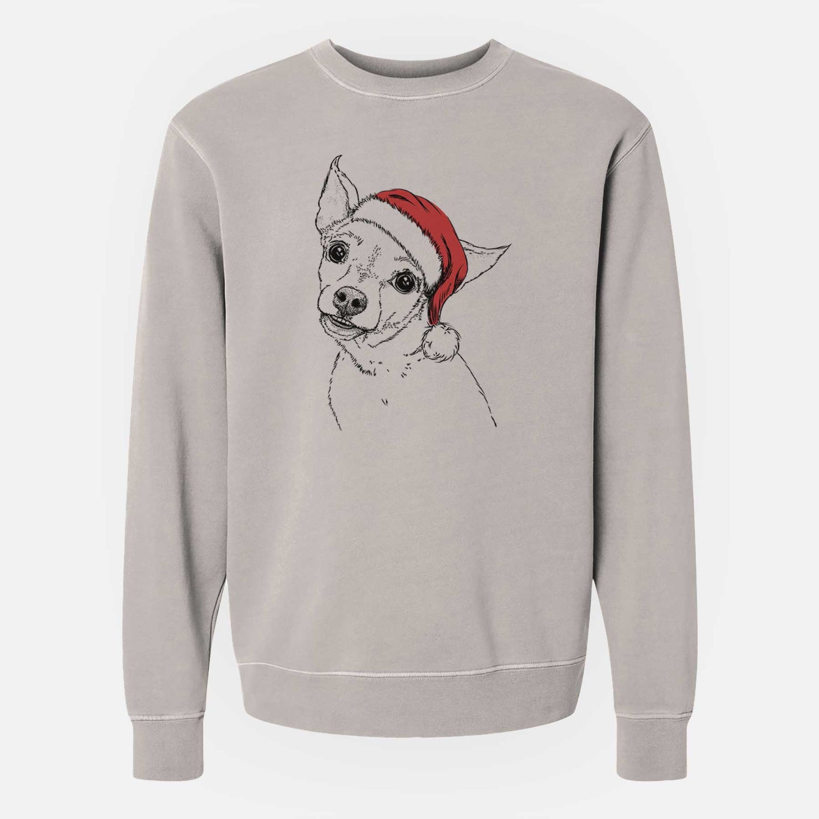 Santa Lola the Chiweenie - Unisex Pigment Dyed Crew Sweatshirt