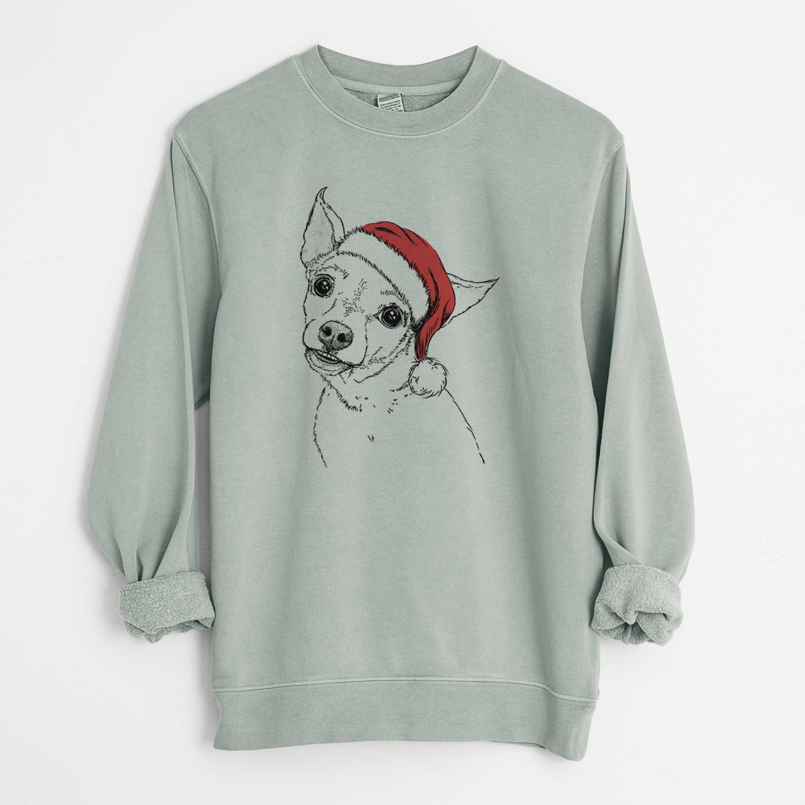 Santa Lola the Chiweenie - Unisex Pigment Dyed Crew Sweatshirt