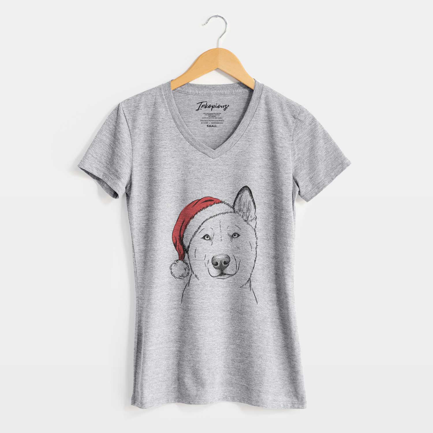 Santa London the Siberian Husky - Women's V-neck Shirt
