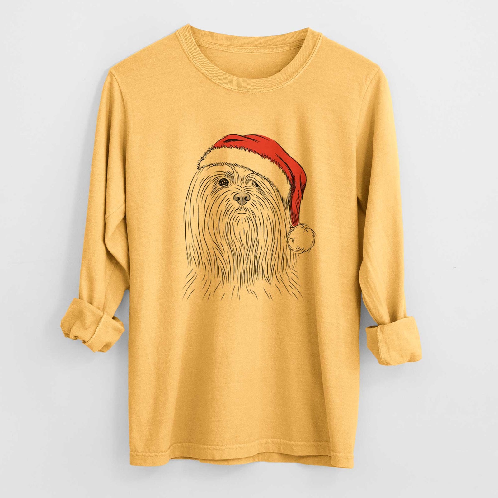Santa Lorenzo the Lhasa Apso - Heavyweight 100% Cotton Long Sleeve