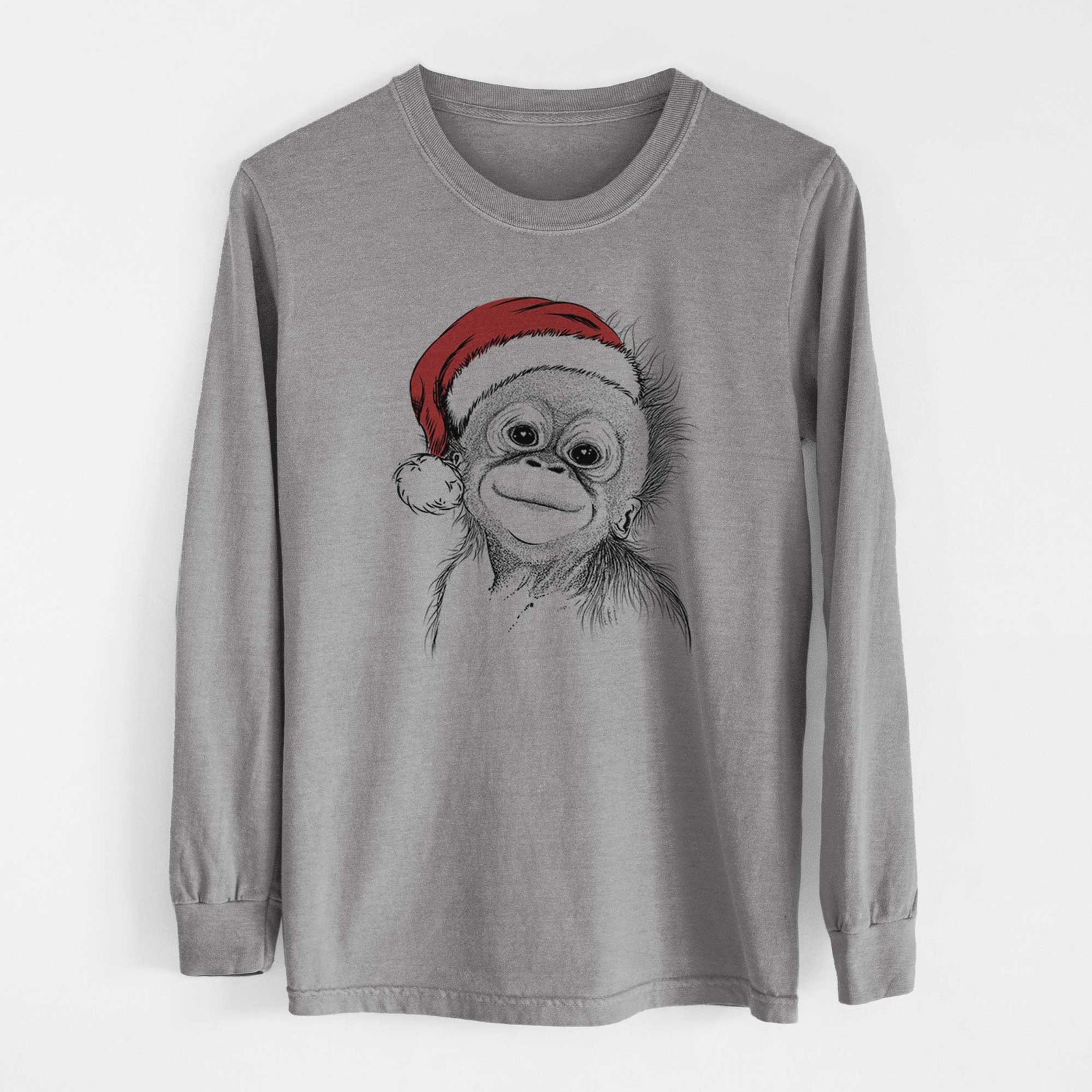 Santa Louie the Baby Orangutan - Heavyweight 100% Cotton Long Sleeve
