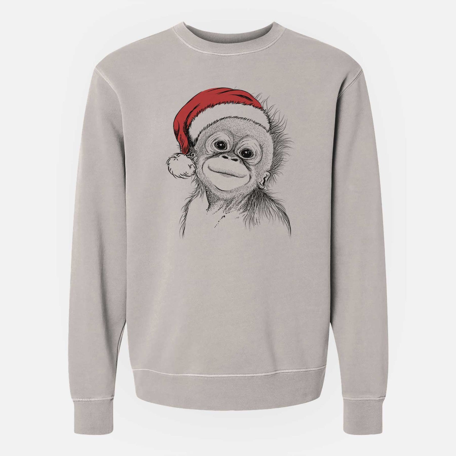 Santa Louie the Baby Orangutan - Unisex Pigment Dyed Crew Sweatshirt