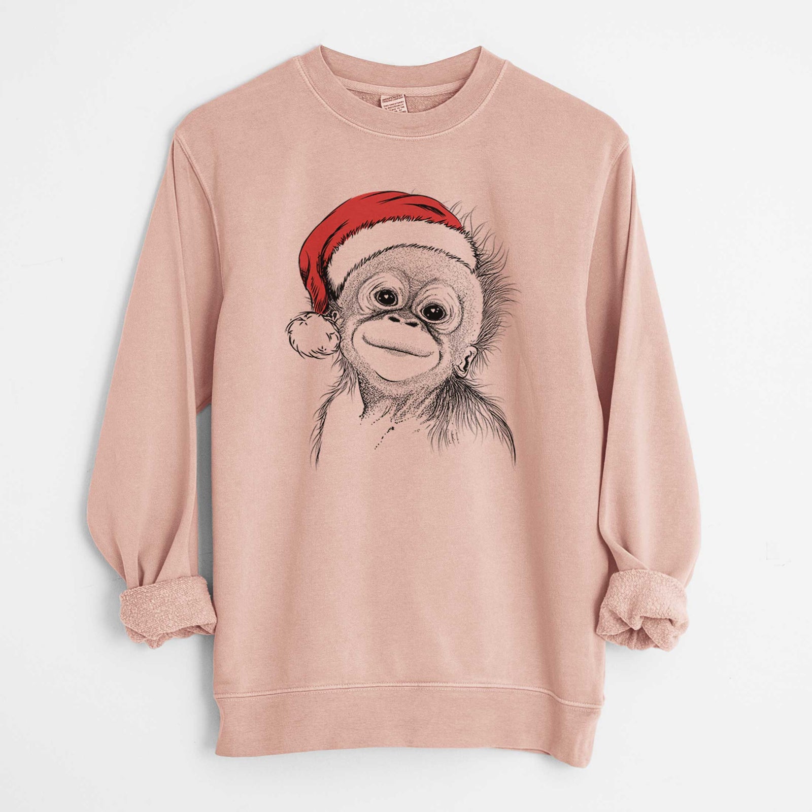 Santa Louie the Baby Orangutan - Unisex Pigment Dyed Crew Sweatshirt