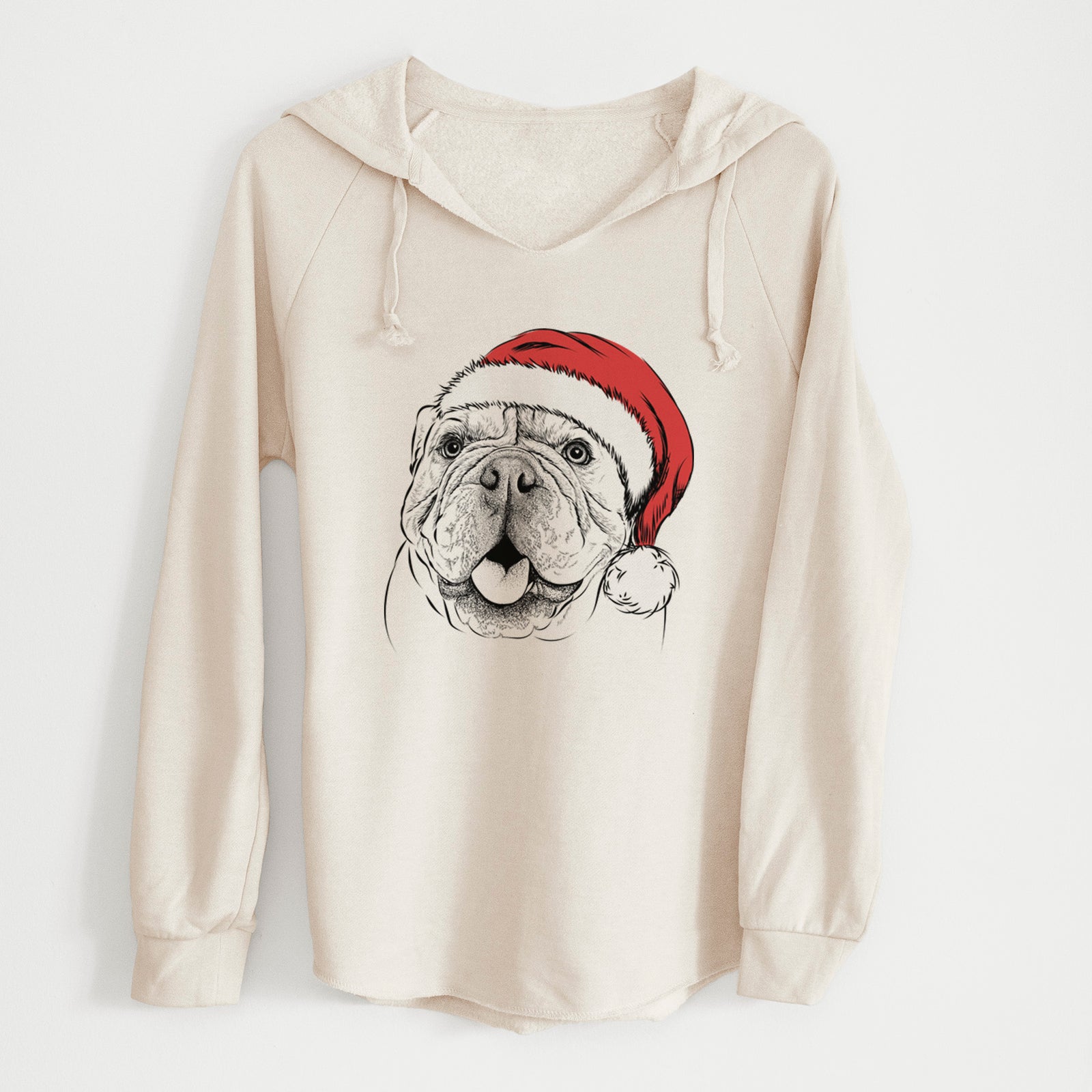 Santa Louie the English Bulldog - Cali Wave Hooded Sweatshirt