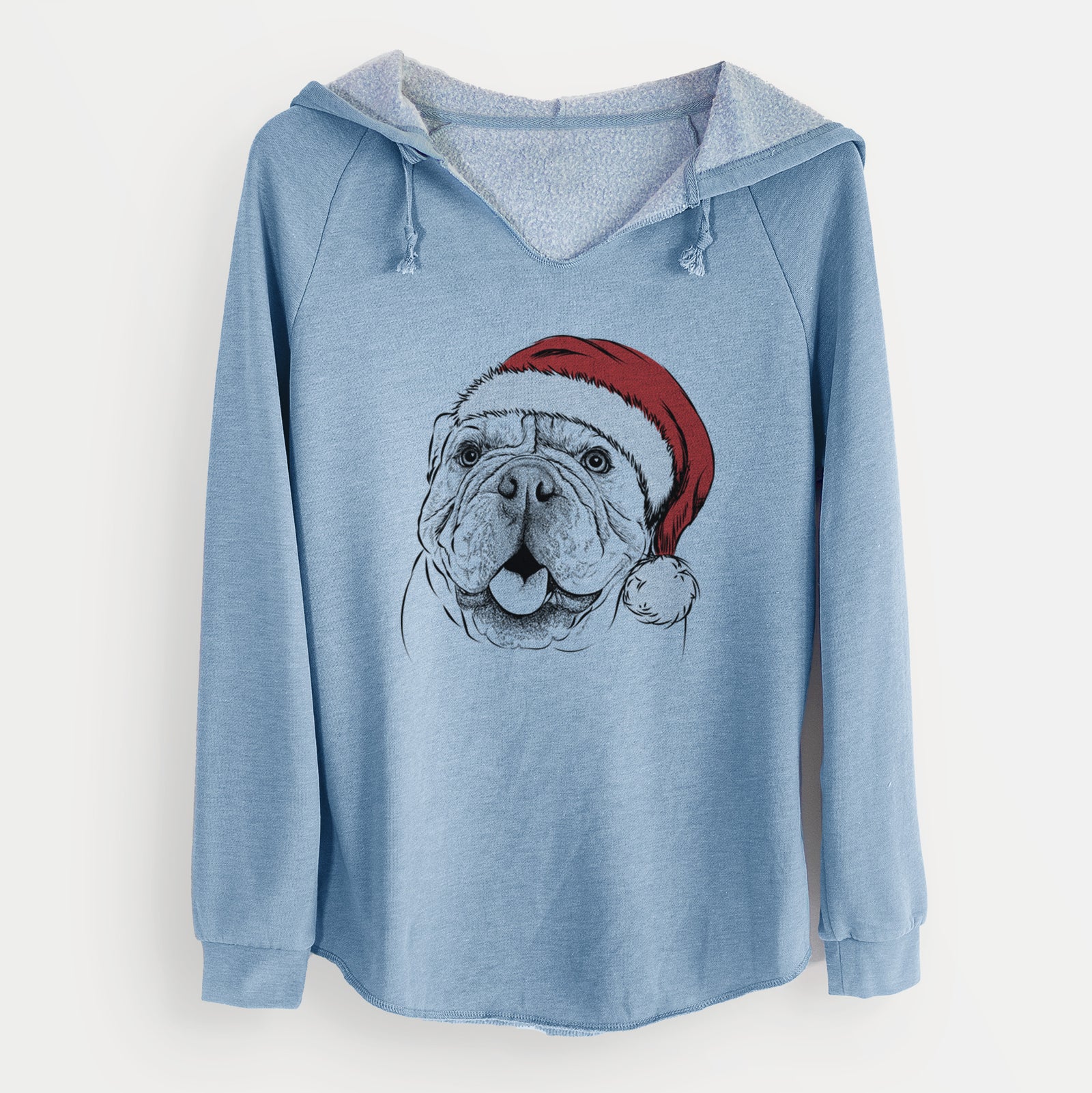 Santa Louie the English Bulldog - Cali Wave Hooded Sweatshirt
