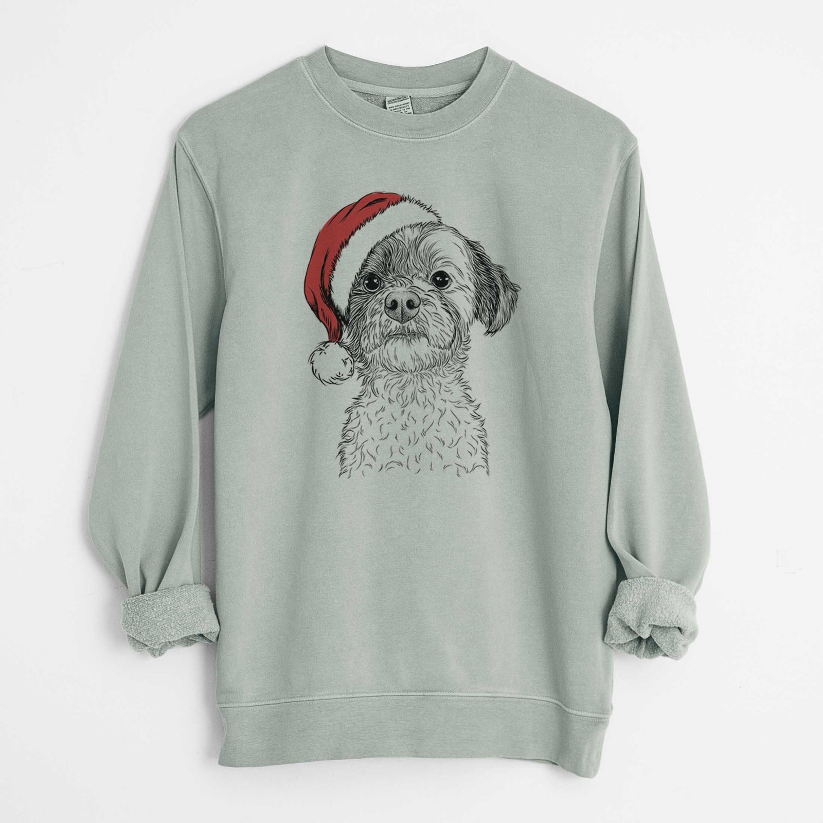 Santa Louise the Havanese - Unisex Pigment Dyed Crew Sweatshirt