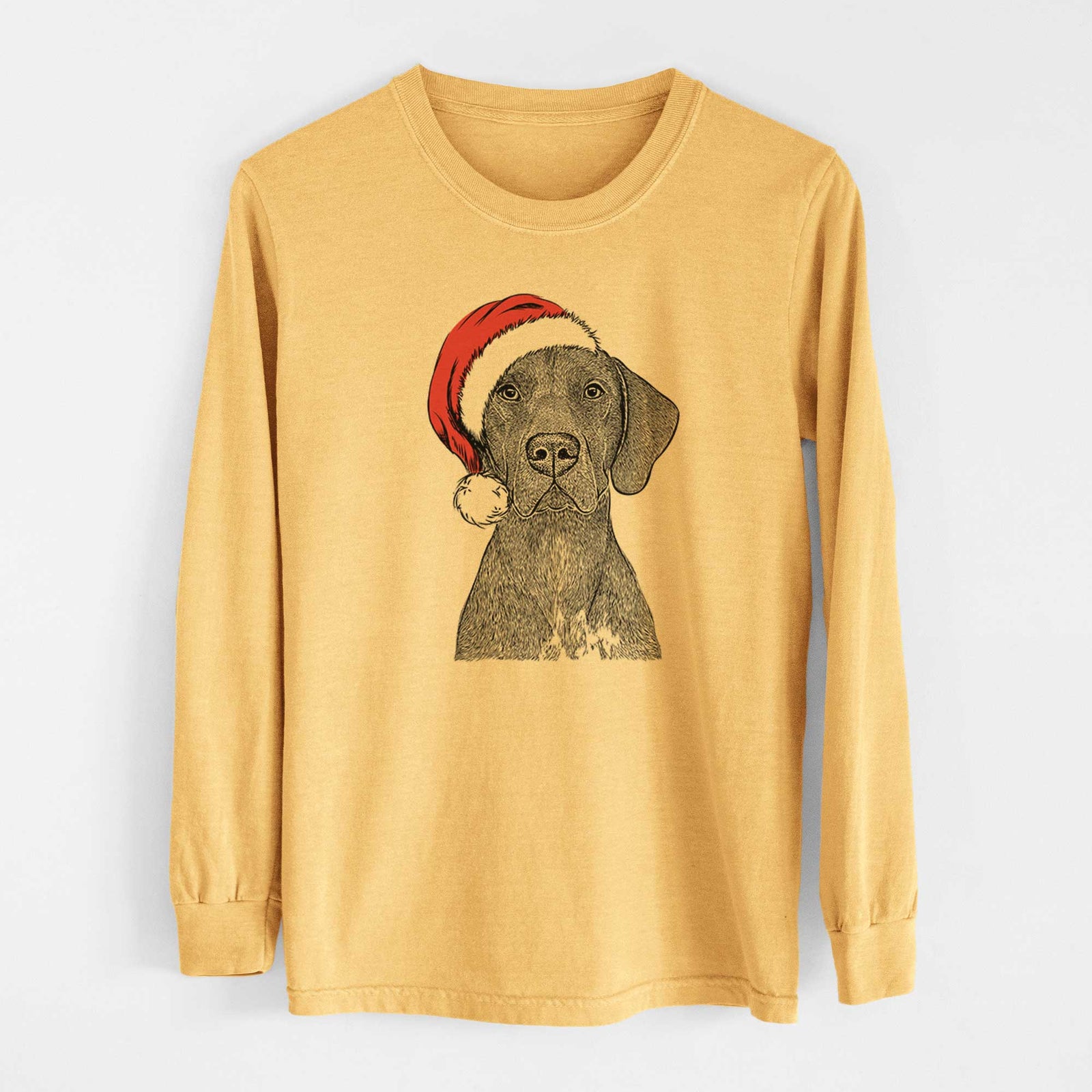 Santa Lucifer the German Shorthaired Pointer - Heavyweight 100% Cotton Long Sleeve