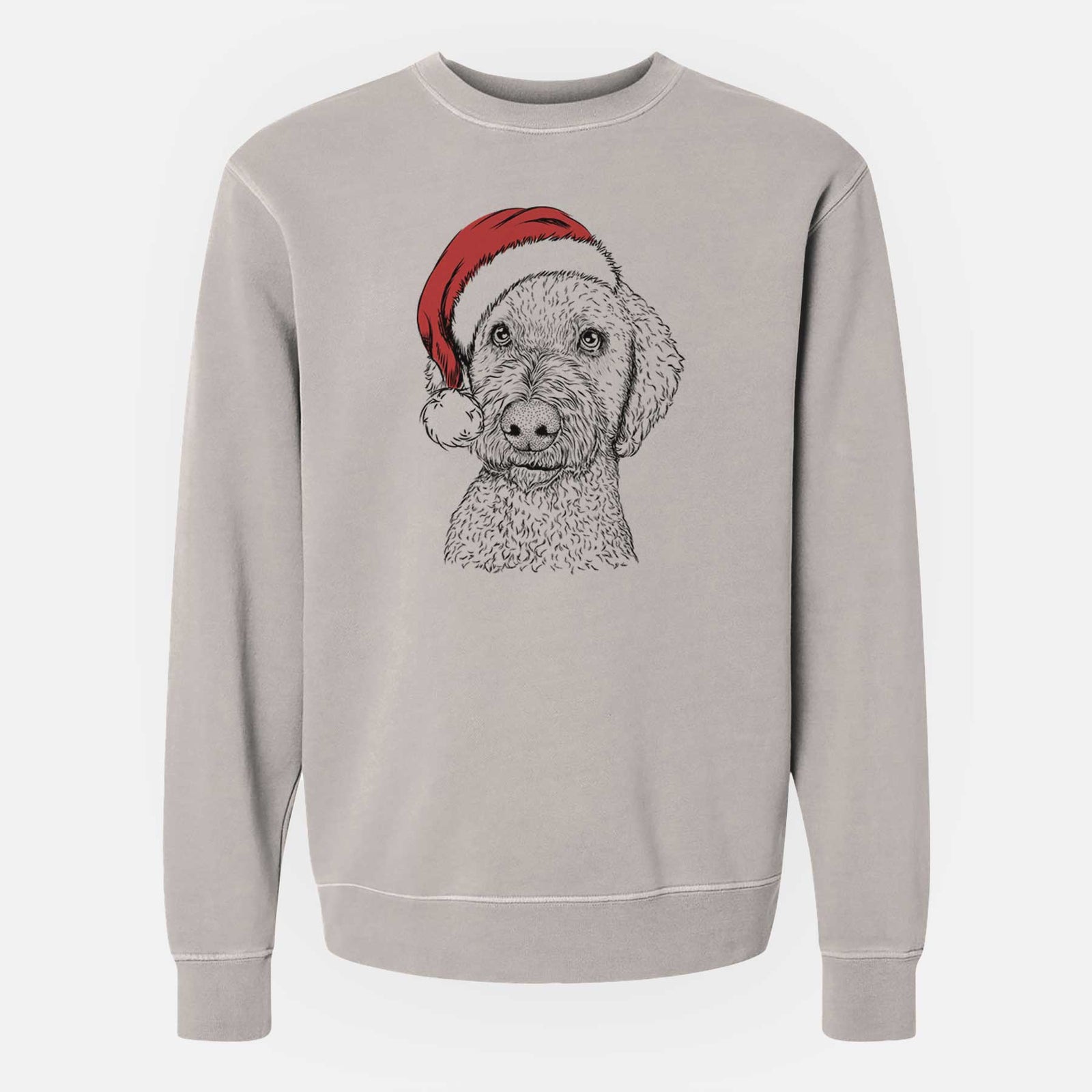 Santa Lucy Boo the Goldendoodle - Unisex Pigment Dyed Crew Sweatshirt