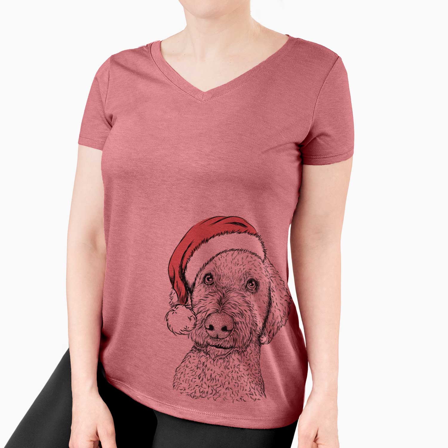 Santa Lucy Boo the Goldendoodle - Women's V-neck Shirt