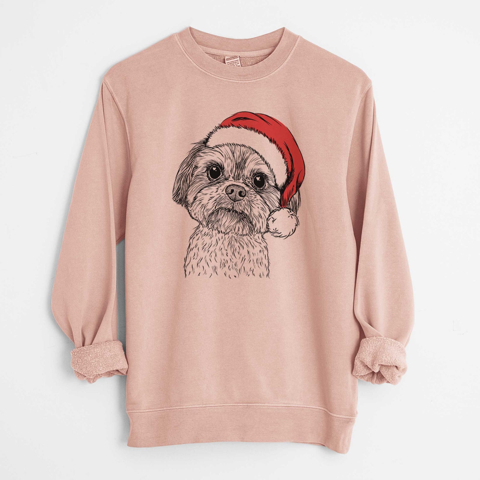 Santa Lucy the Shorkie - Unisex Pigment Dyed Crew Sweatshirt