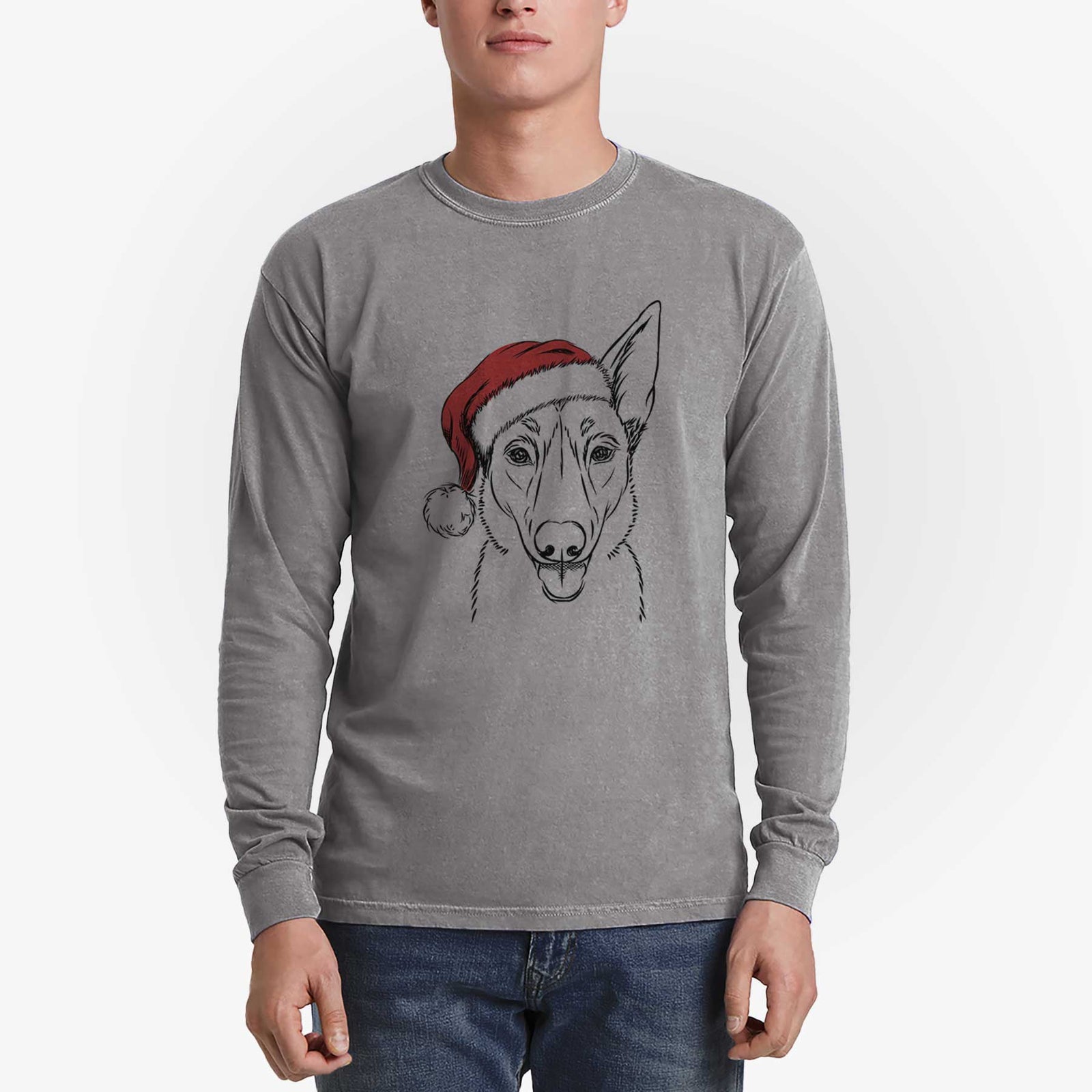 Santa Lyric the Belgian Malinois - Heavyweight 100% Cotton Long Sleeve