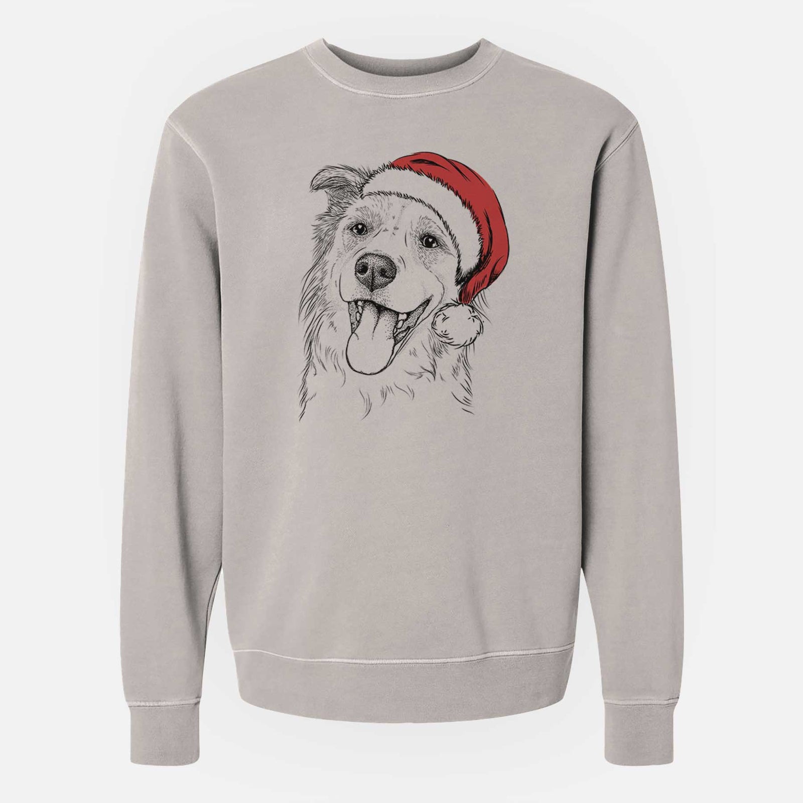 Santa Macaroni the Border Collie - Unisex Pigment Dyed Crew Sweatshirt