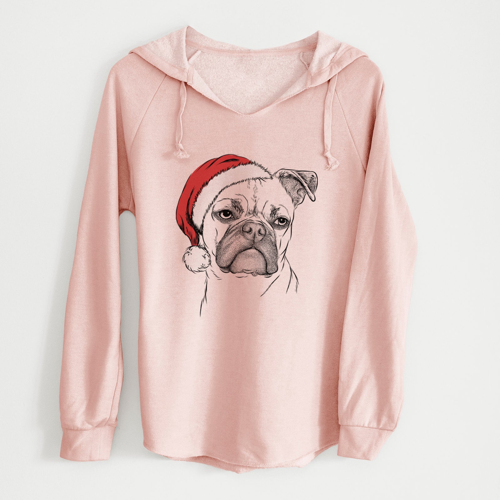 Santa Mack the Bugg (Boston Terrier/Pug) - Cali Wave Hooded Sweatshirt