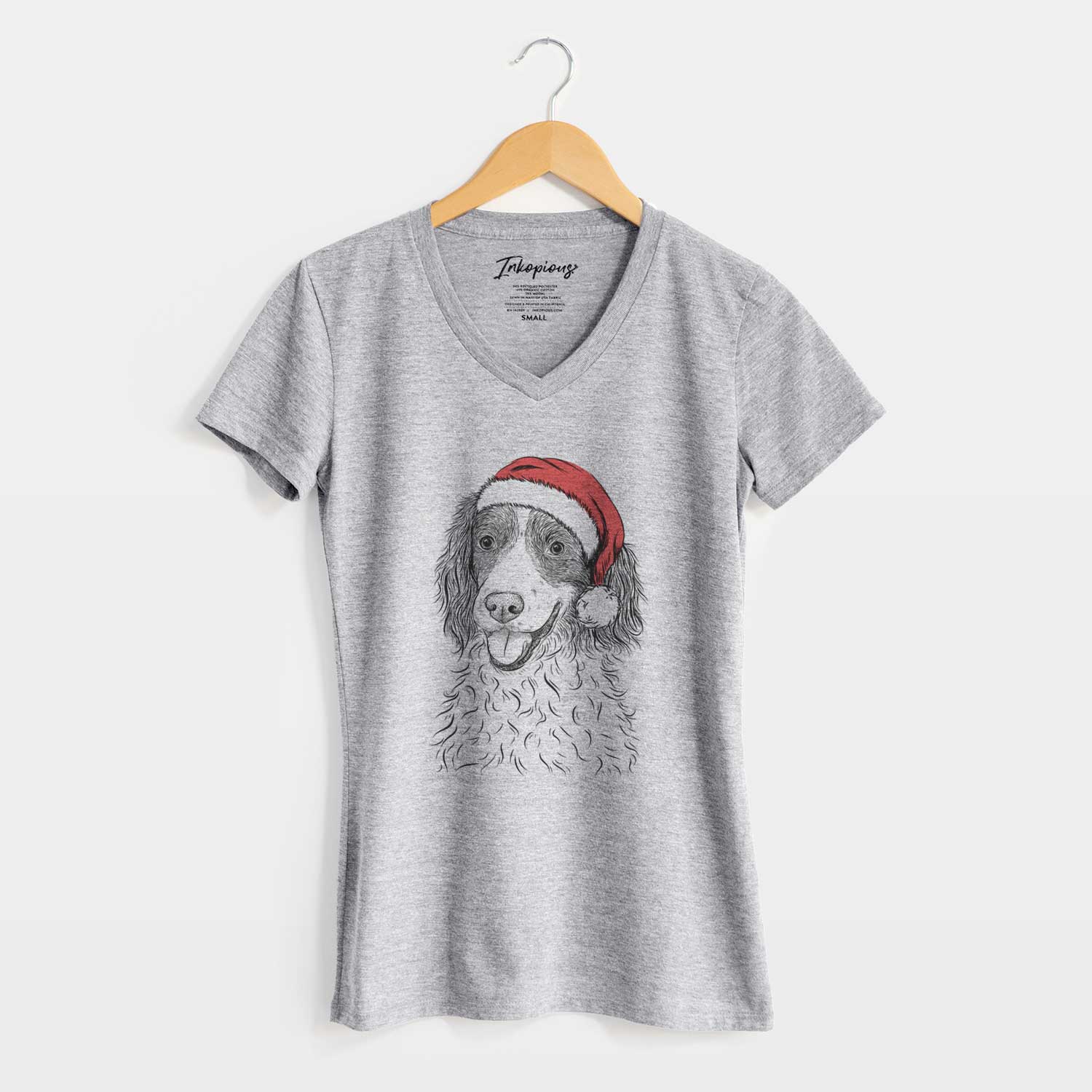 Santa Maggie the Springer Spaniel - Women's V-neck Shirt