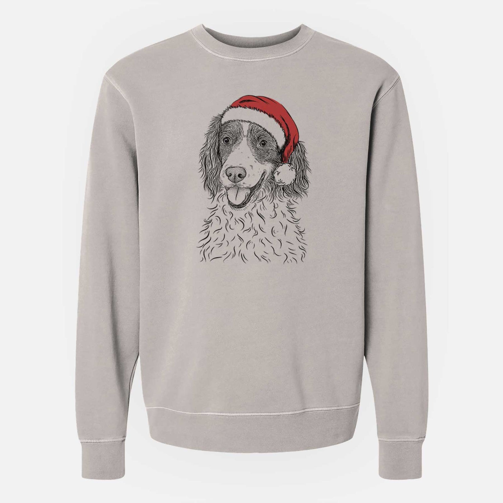 Santa Maggie the Springer Spaniel - Unisex Pigment Dyed Crew Sweatshirt