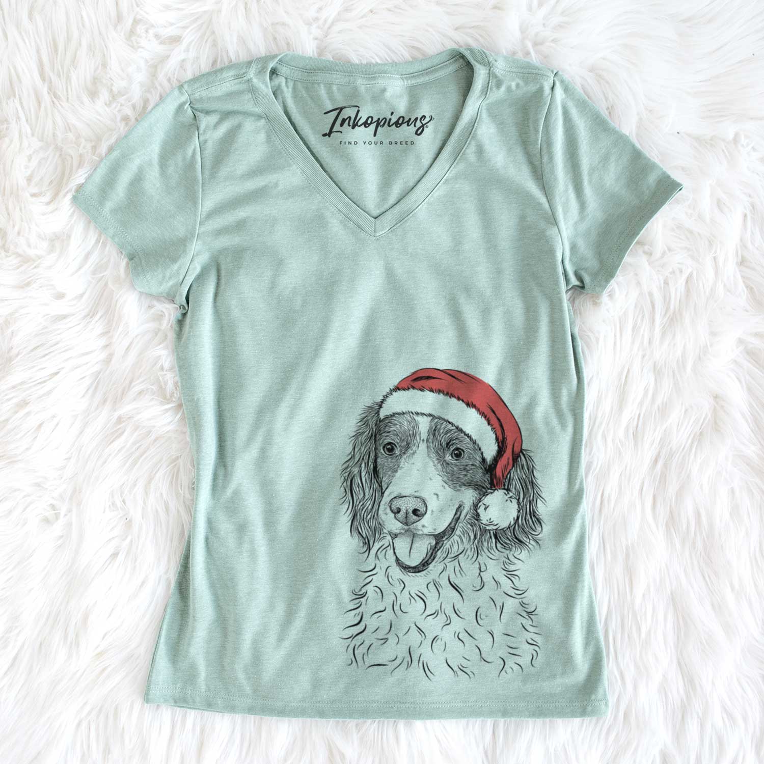 Santa Maggie the Springer Spaniel - Women's V-neck Shirt