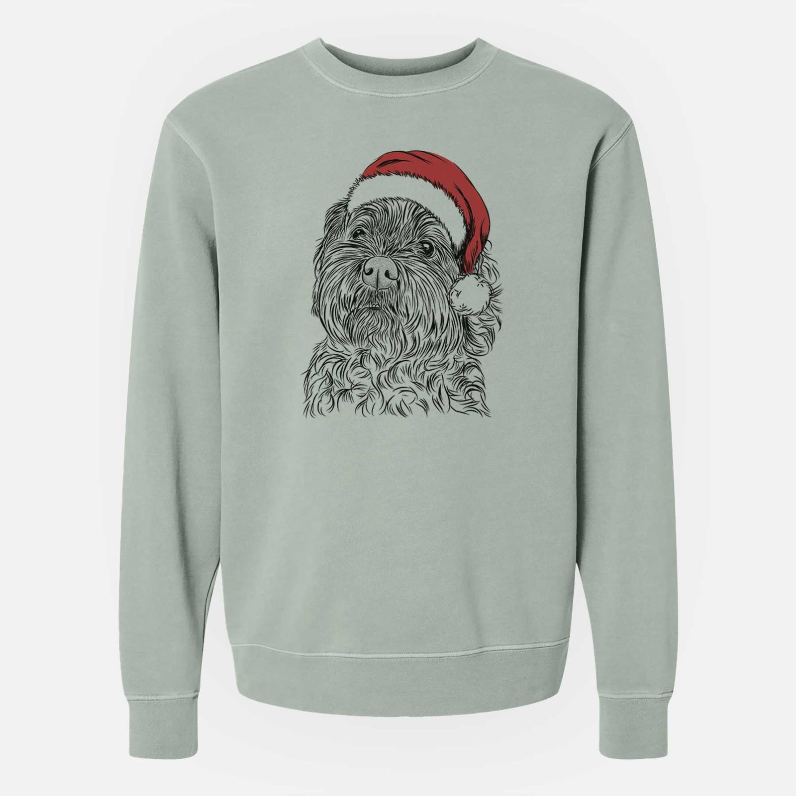 Santa Maggie Girl the Cockapoo - Unisex Pigment Dyed Crew Sweatshirt