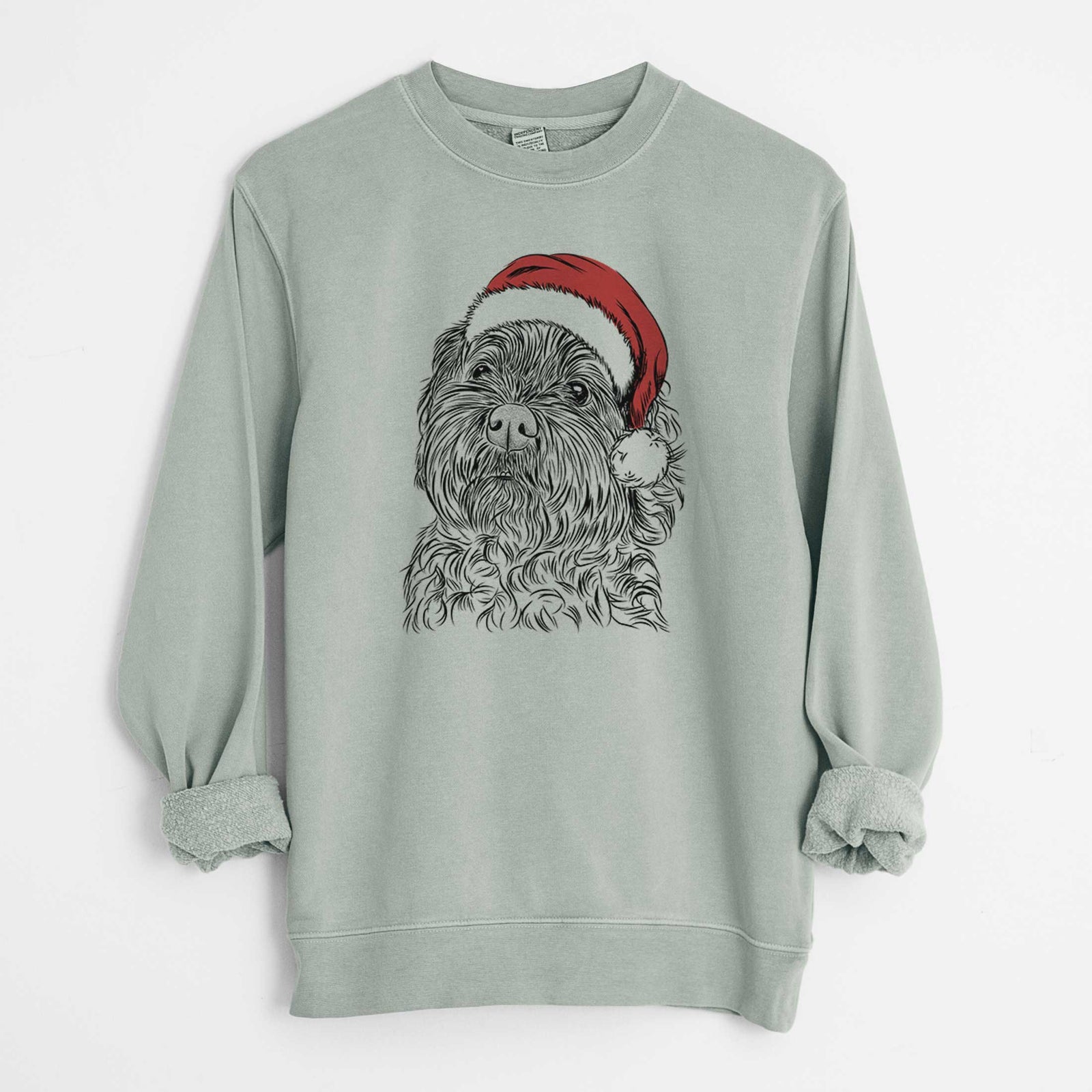 Santa Maggie Girl the Cockapoo - Unisex Pigment Dyed Crew Sweatshirt