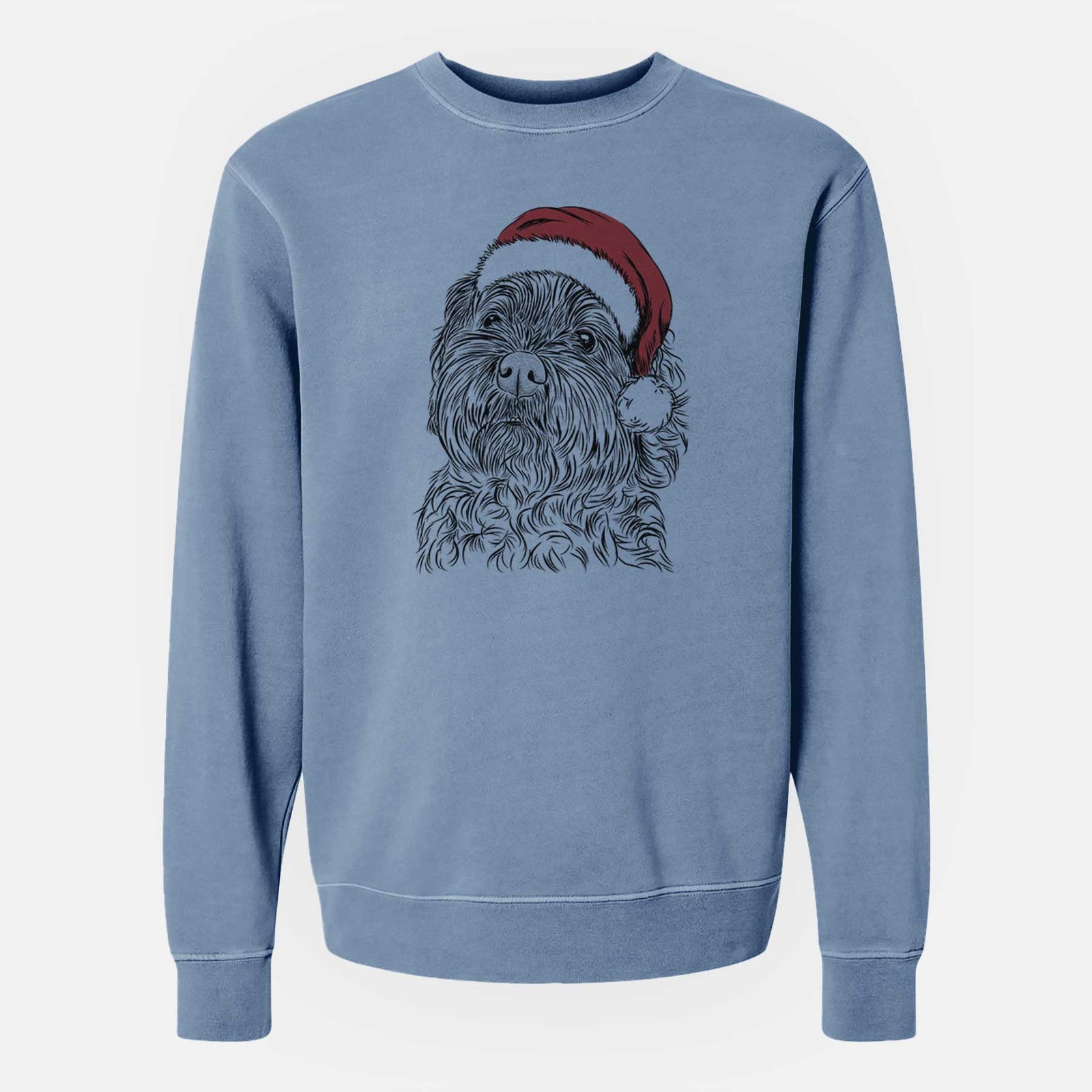 Santa Maggie Girl the Cockapoo - Unisex Pigment Dyed Crew Sweatshirt