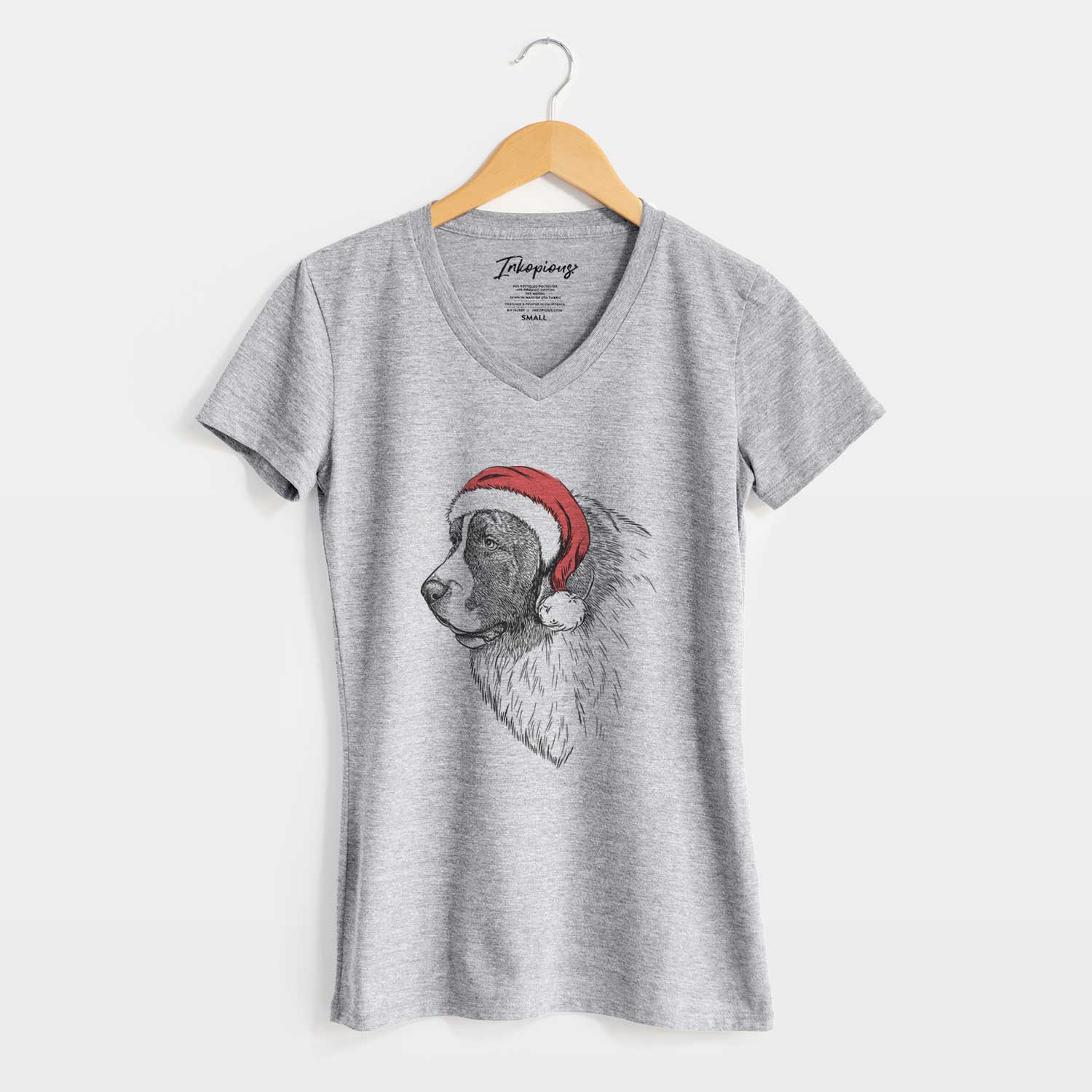 Santa Magnus the Pyrenean Mastiff - Women's V-neck Shirt