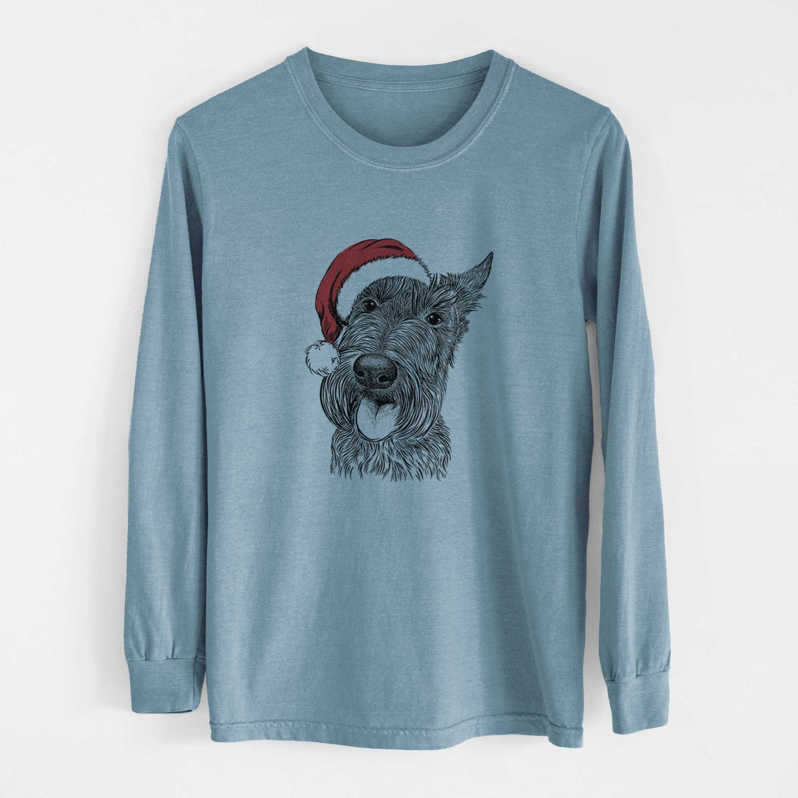 Santa Magnus the Scottish Terrier - Heavyweight 100% Cotton Long Sleeve