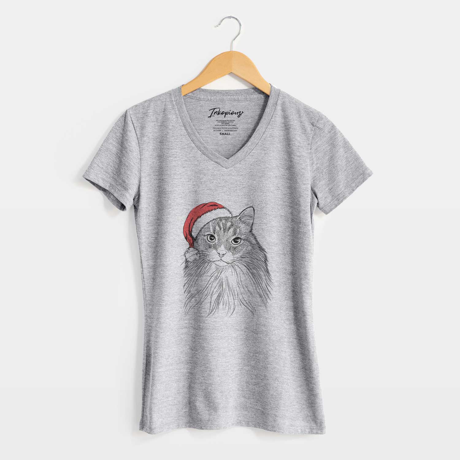 Santa Maks the Siberian Cat - Women's V-neck Shirt