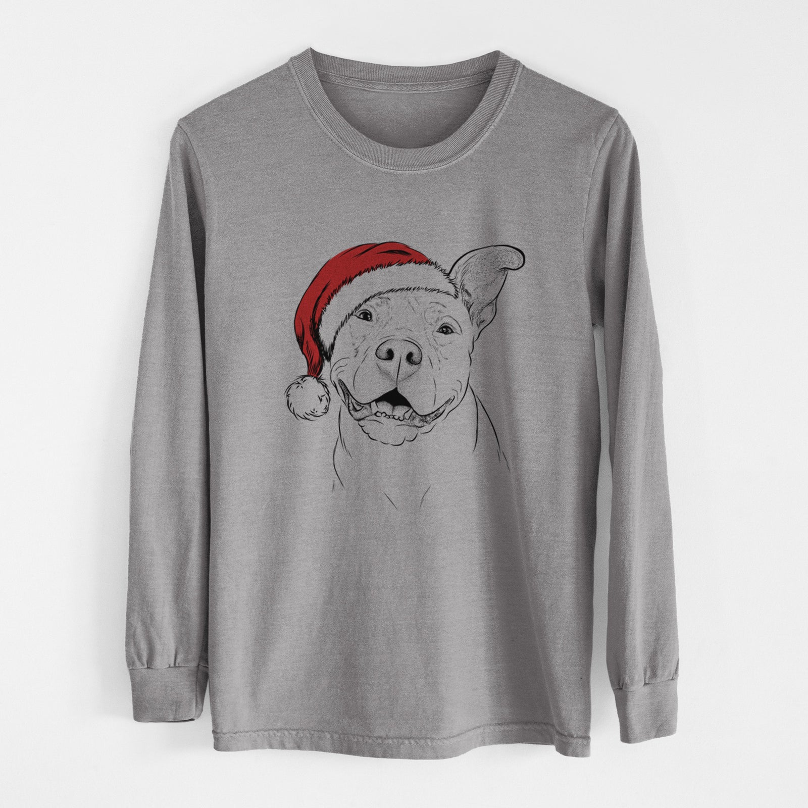 Santa Malibu the Staffordshire Terrier/Pitbull Mix - Heavyweight 100% Cotton Long Sleeve
