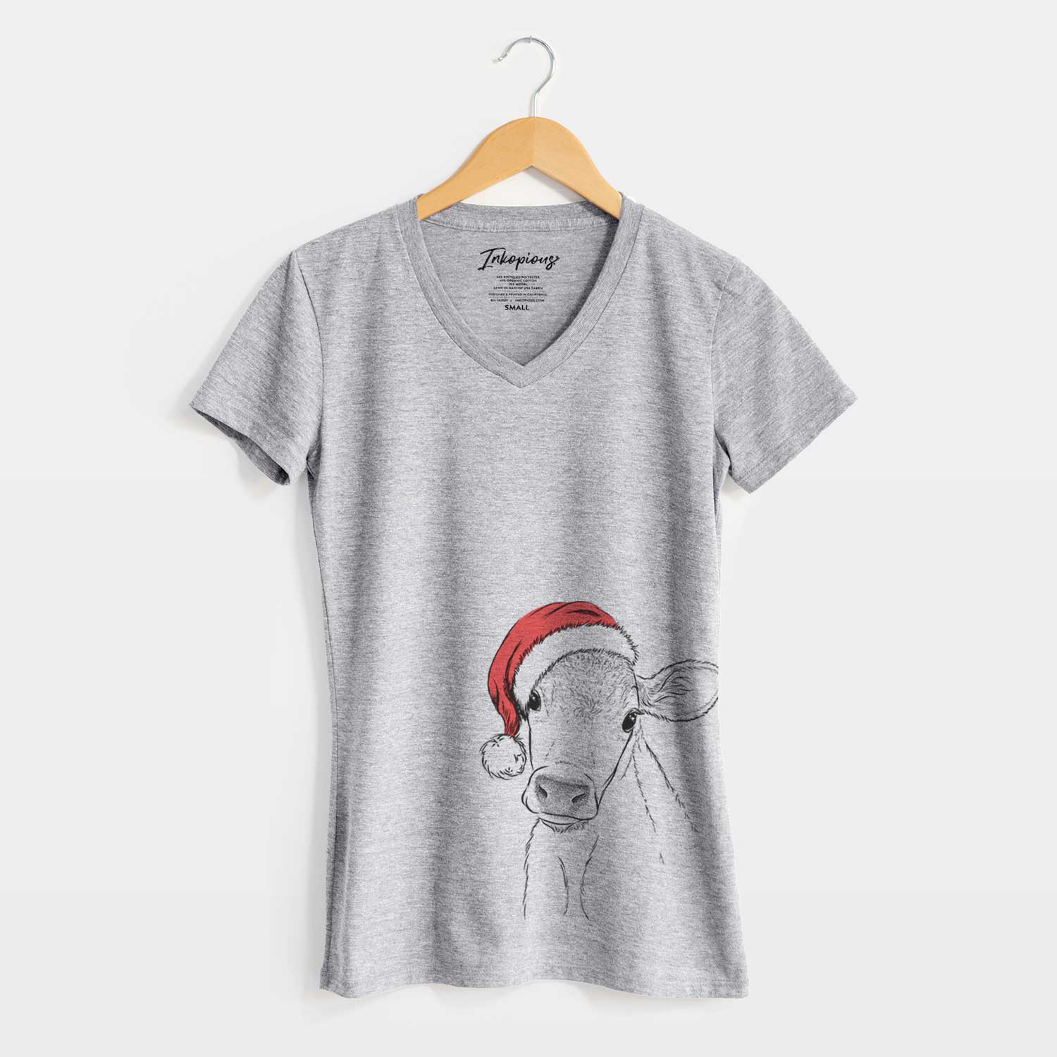Santa Malu the Cow - Women's V-neck Shirt