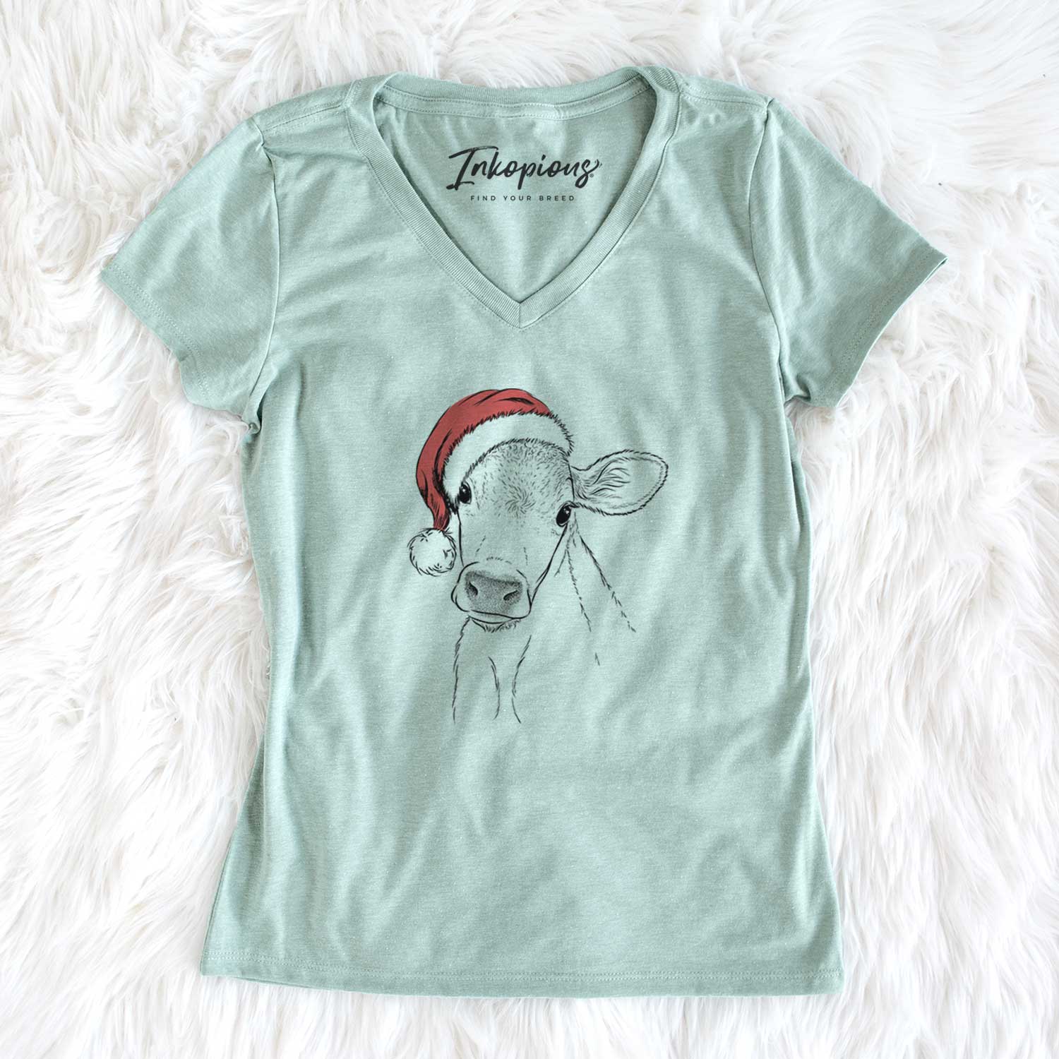 Santa Malu the Cow - Women's V-neck Shirt