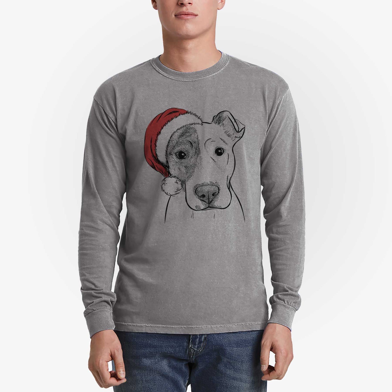 Santa Manchi the Pitbull Mix - Heavyweight 100% Cotton Long Sleeve