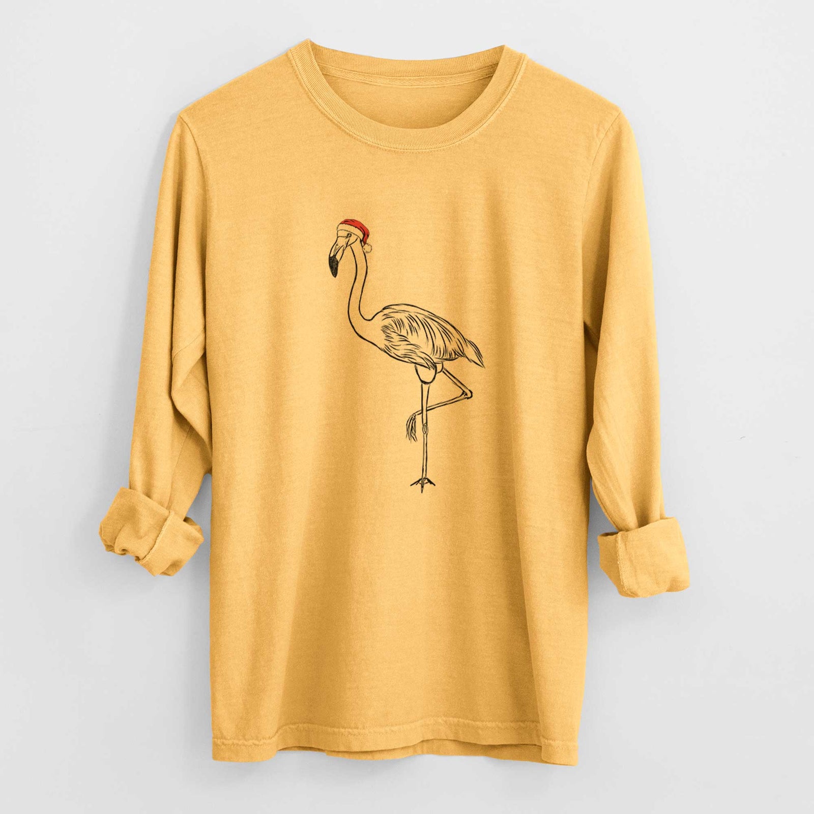 Santa Mango the Flamingo - Heavyweight 100% Cotton Long Sleeve