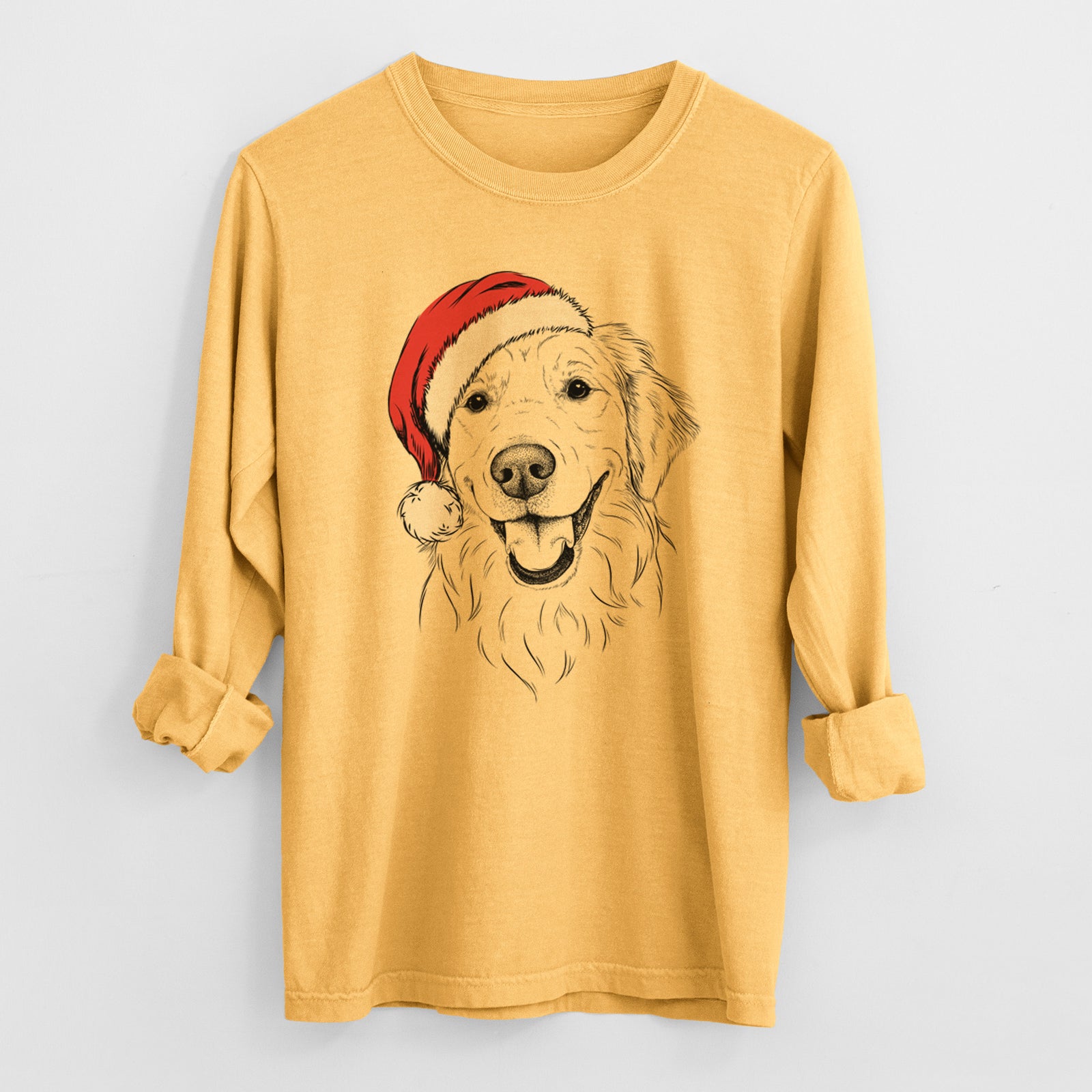 Santa Maple the Golden Retriever - Heavyweight 100% Cotton Long Sleeve