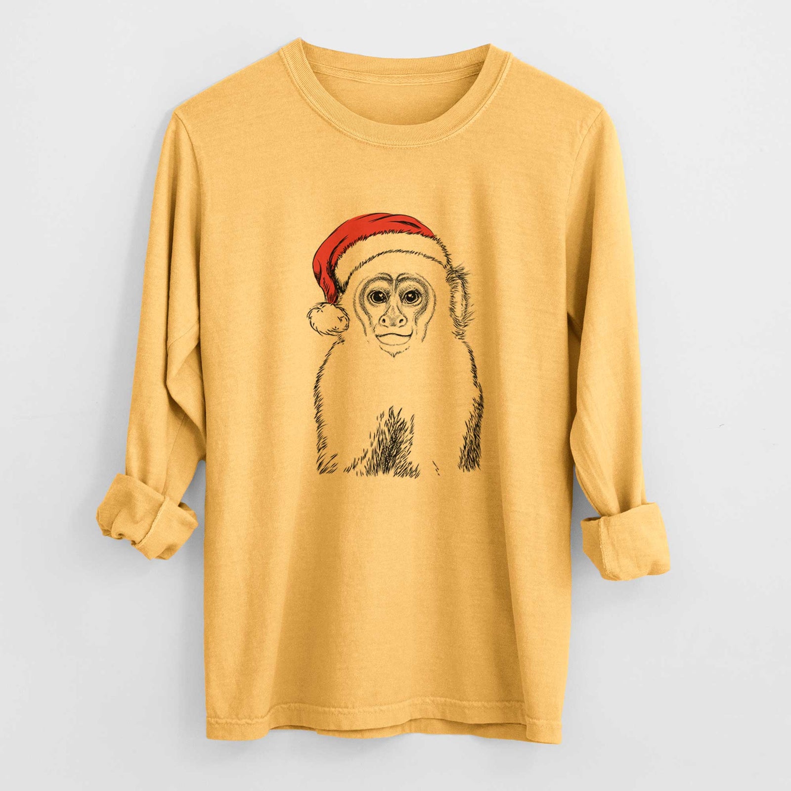 Santa Marcel the Capuchin Monkey - Heavyweight 100% Cotton Long Sleeve
