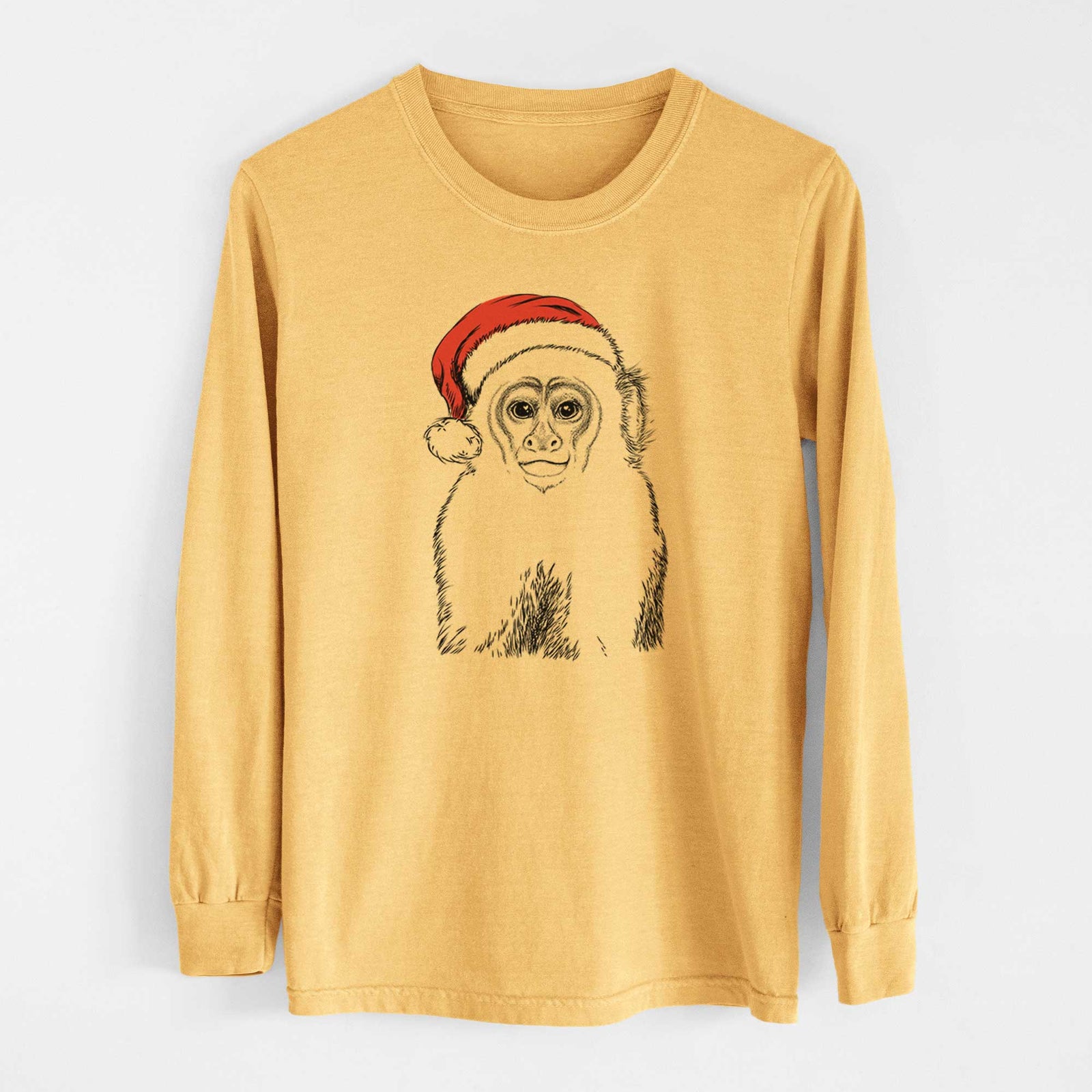 Santa Marcel the Capuchin Monkey - Heavyweight 100% Cotton Long Sleeve