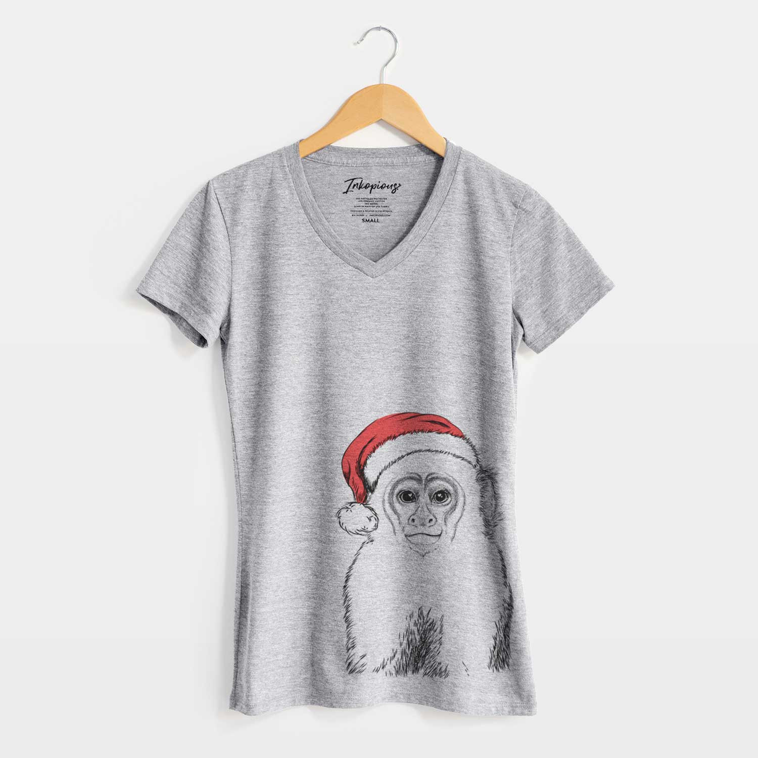 Santa Marcel the Capuchin Monkey - Women's V-neck Shirt